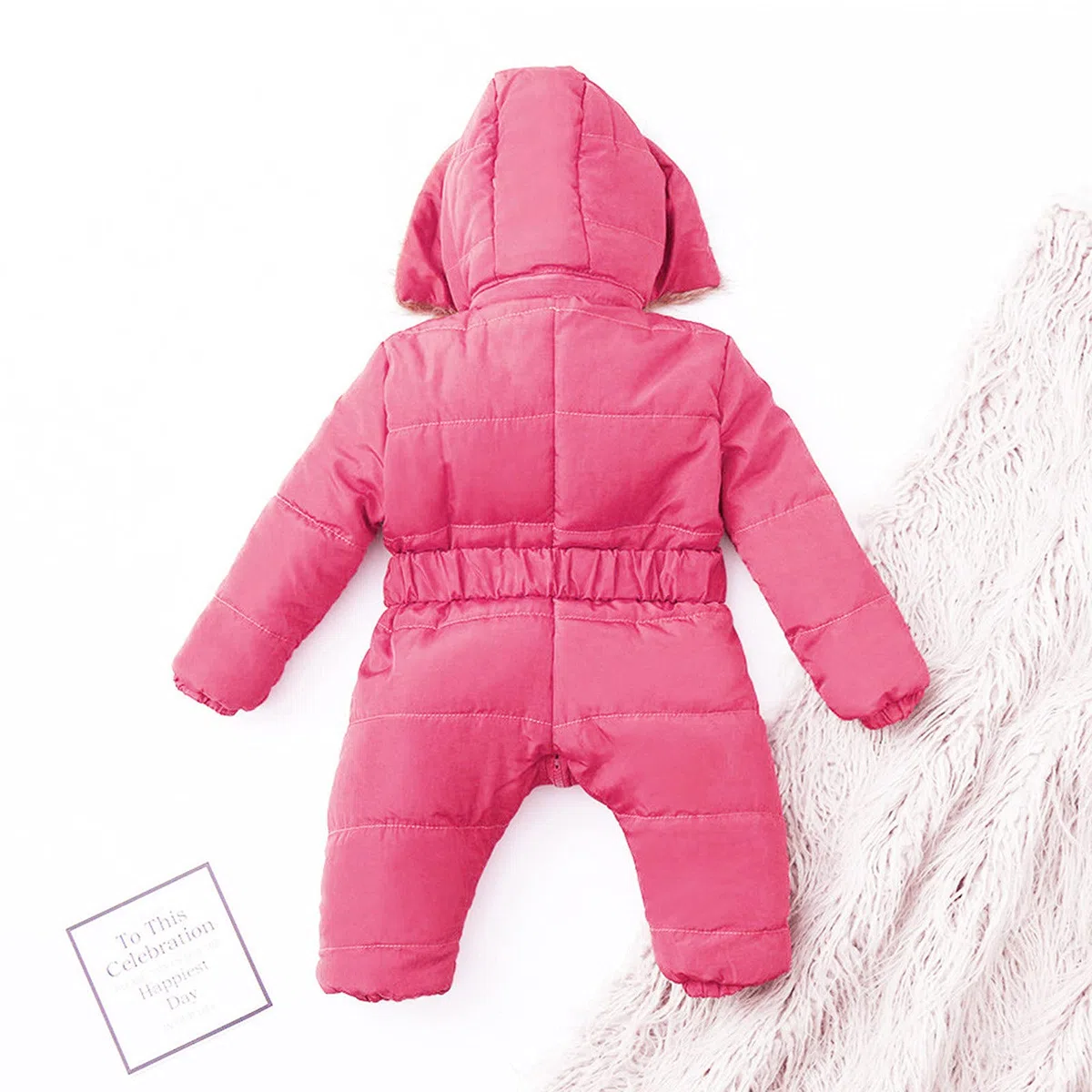 Generico Tuta da Sci Intera Bambina Manica Lunga Fleece Outfits Tute da Neve Bambina 0-24 Mesi Capispalla Imbottita Neonata