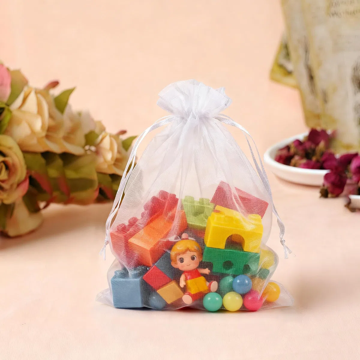SXUUXB 100pz Grande Sacchetti Regalo in Organza 20x30cm,Bianco Trasparente Sacchetti Portaconfetti per Confezioni Bomboniere Comunione Matrimonio Compleanno Gioielli Bustine