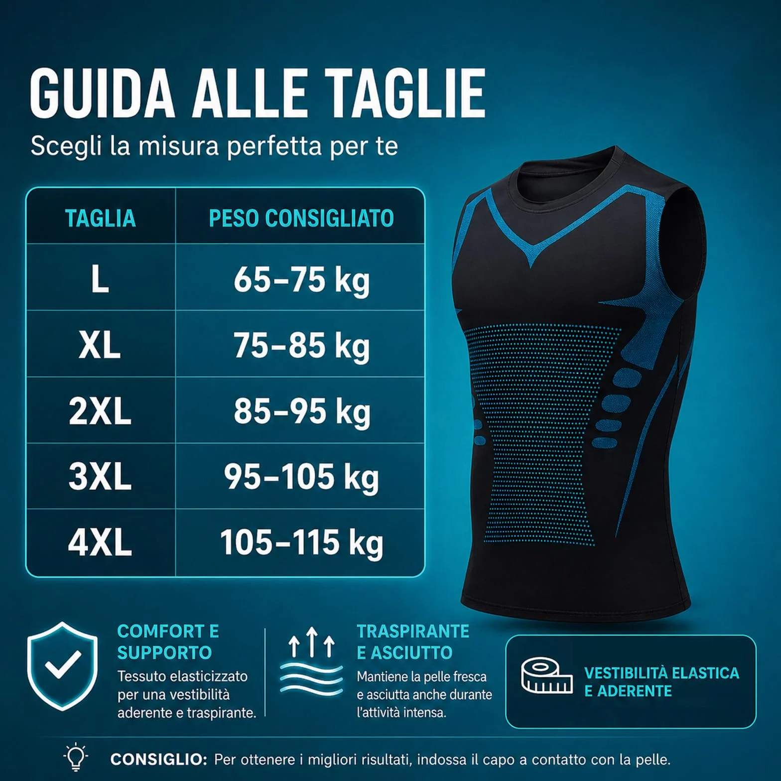 Lumoria Canotta Compressione, Lumoria Canotta Dimagrante, Leggero E Traspirante, Tessuto Elasticizzato, Ideale per L'atletica Leggera, La Corsa E L'allenamento Quotidiano