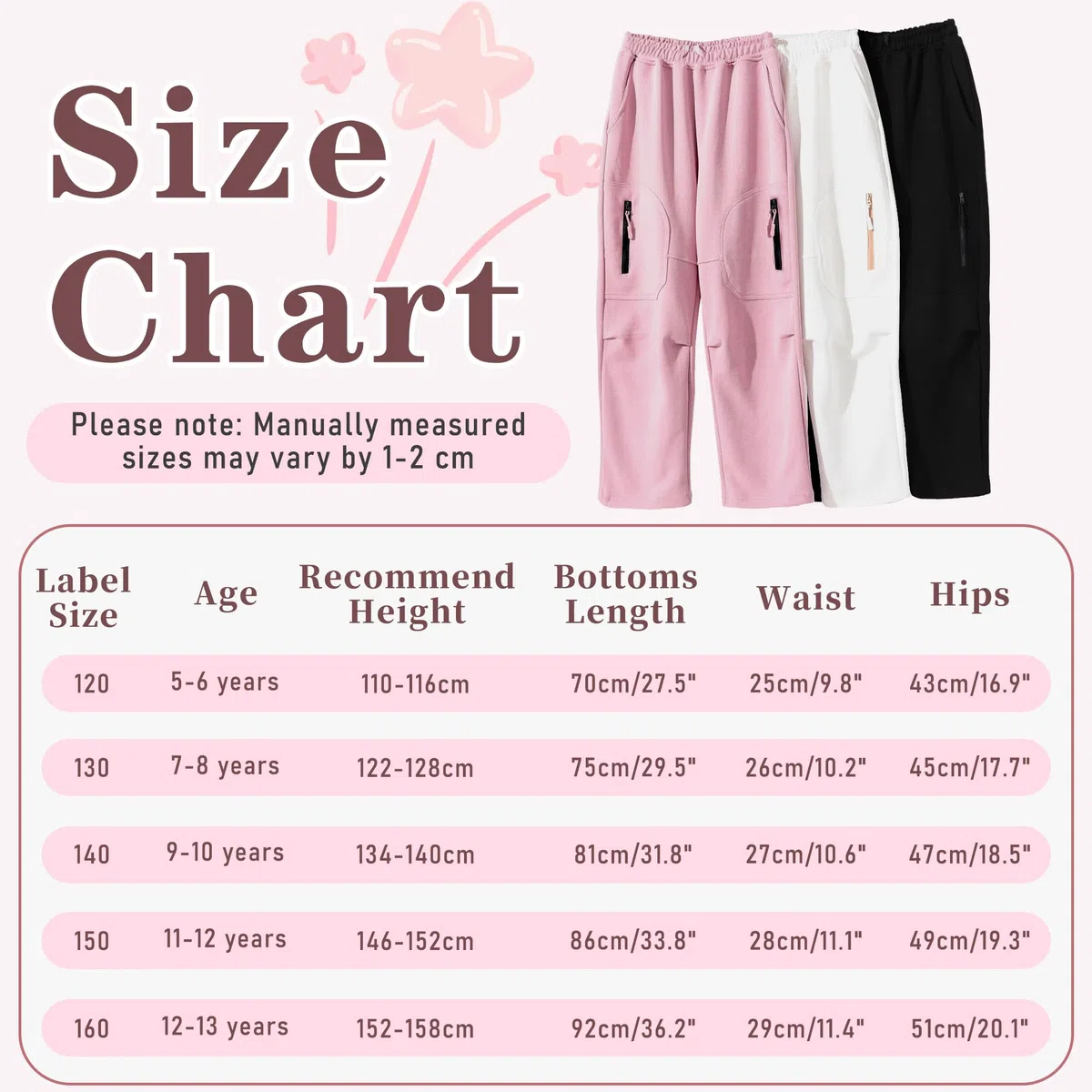 Pantaloni Cargo Ragazzo Ragazza, Cotone Morbido Pantalone Jogging Multi-Tasche, Pantaloni Tuta Baggy Traspirante con Vita Elastica Coulisse Casual Streetwear per Bambini 5-13 Anni
