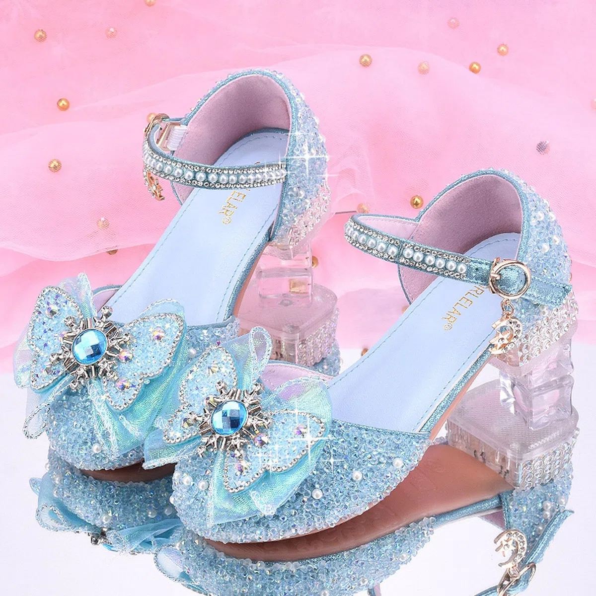 Scarpe Principessa Bambina Danza Tacco Basso Bambina Eleganti con Paillettes Basse con per Abito da