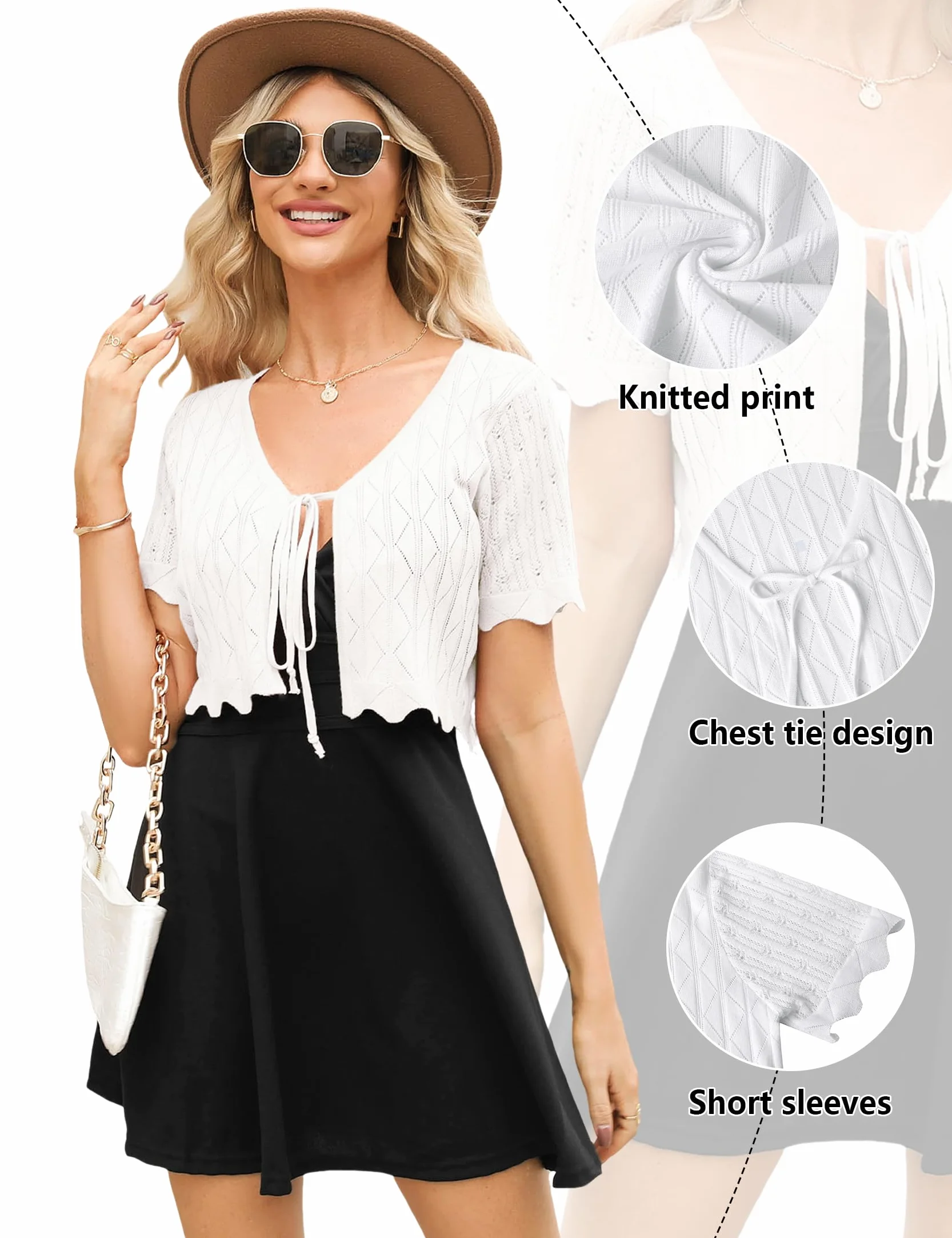 Gyabnw Coprispalle Donna Elegante Bolero Maniche Corte Eleganti Cardigan Estivo Cerimonia Giacca Maglia Casual Top Giacchino