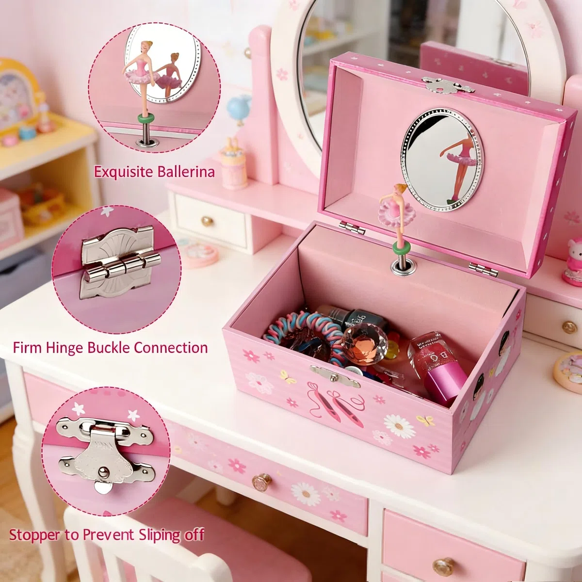 Carillon Portagioie Musicale Keepsake con Carillon Ballerina Girevole Custodia Gioiello per Ragazze