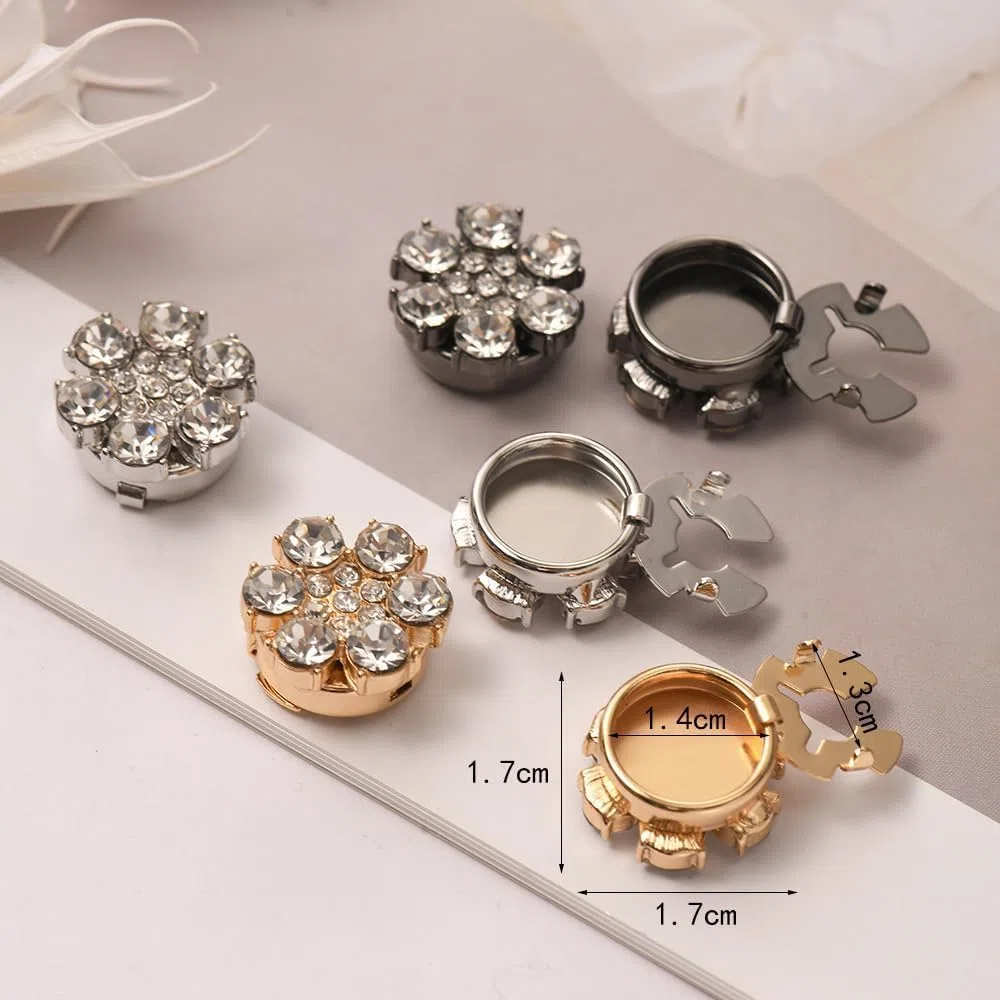 Copri Bottoni con Strass, Copri Pulsanti in Cristallo,Copri Bottoni Decorativi con Strass, Clip per Bottoni della Camicia Staccabili, Cristallo Copri Bottoni