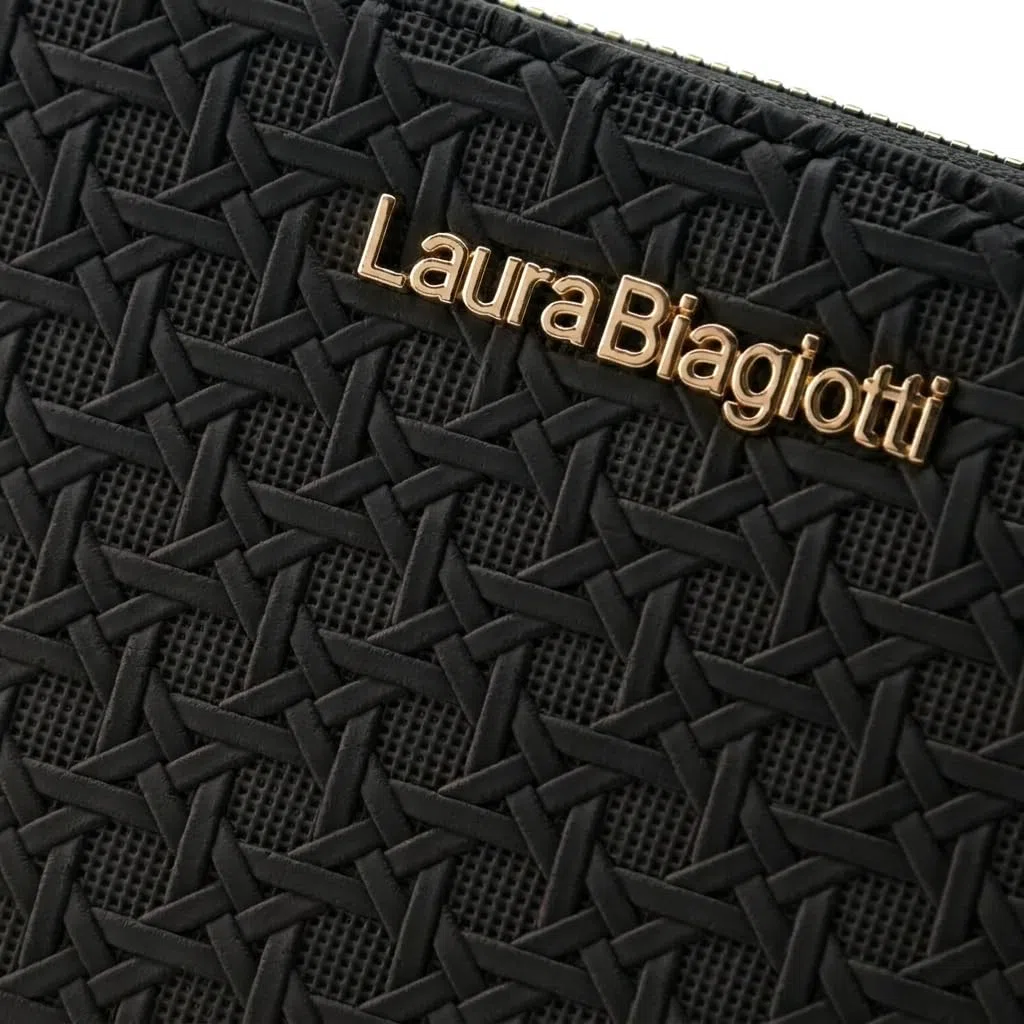 Laura Biagiotti Portafoglio Donna Grande in PU, Effetto Intrecciato, Con Portamonete e Scatola Regalo