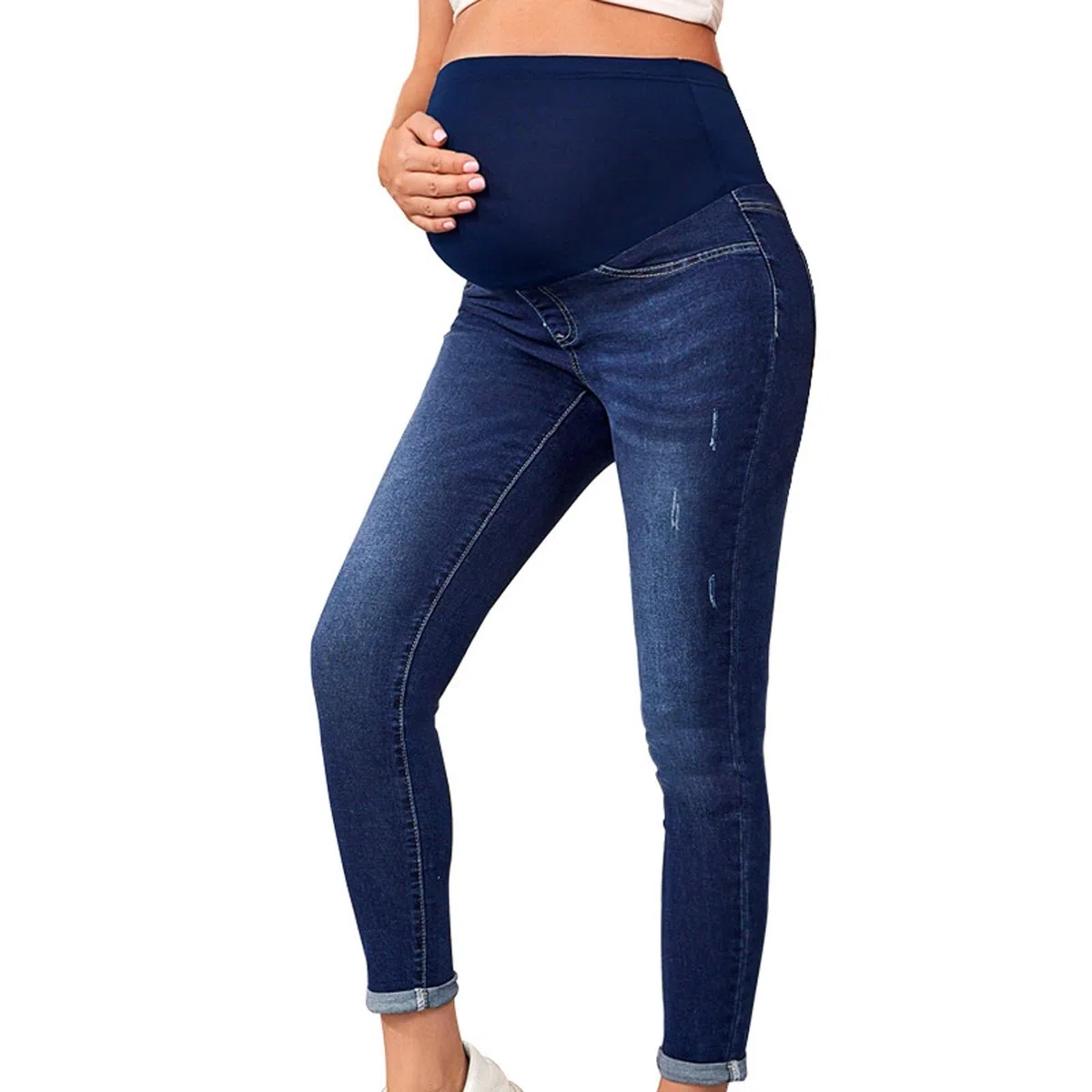 Jeans premaman da donna, skinny, supporto elasticizzato, a vita alta, elasticizzati, casual, comodi, morbidi, jeans lunghi in denim
