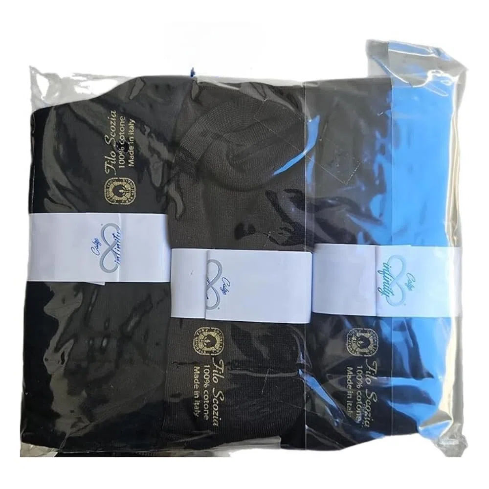 Infinity 12 paia Calze Lunghe Uomo Cotone Filo di Scozia Elasticizzato, Calze Uomo Lunghe Eleganti per Lavoro D'Ufficio, Calzini in Tessuto Fresco e Traspirante, Manifattura Made in Italy
