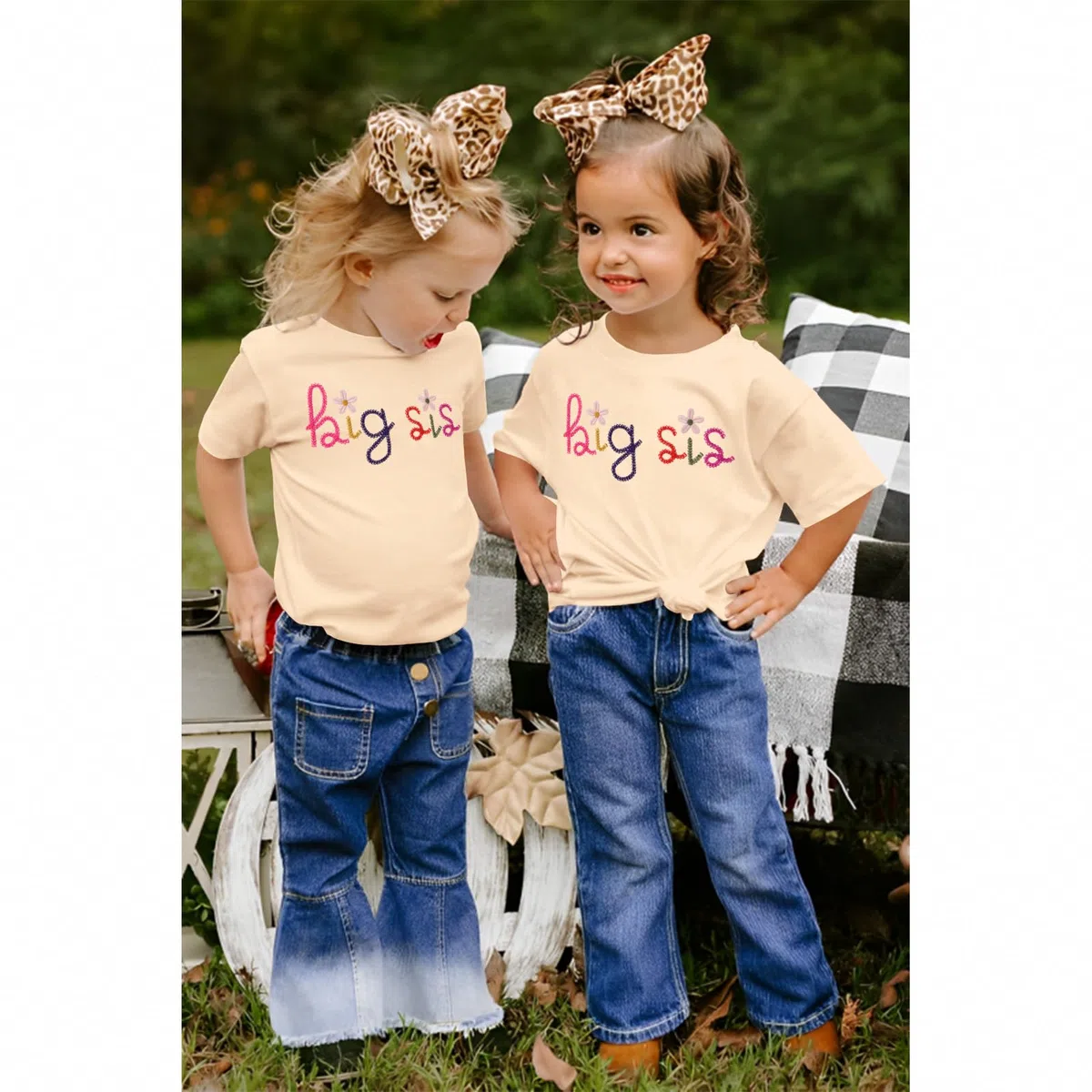 Big Sister Shirt Baby Annuncio per ragazze Tshirt con Big Sis Ricamo Bambino Promosso a Grande Sorella T-Shirt Estate Manica Corta Magliette Dolce Ricamato Cotone Top