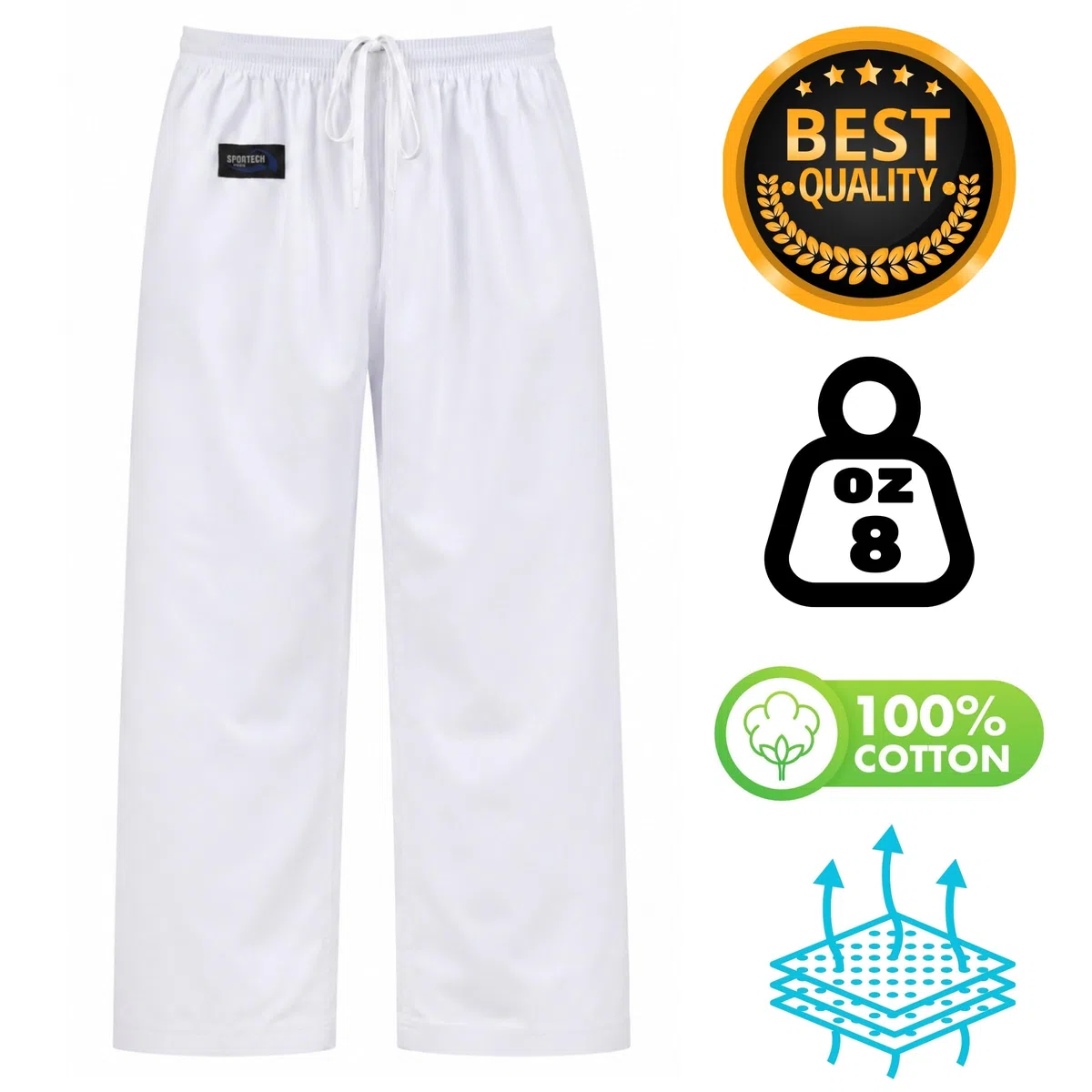 Pantaloni Cotone Allenamento Arti Marziali Karate Kungfu Wushu Jujitsu Judo Tai Chi