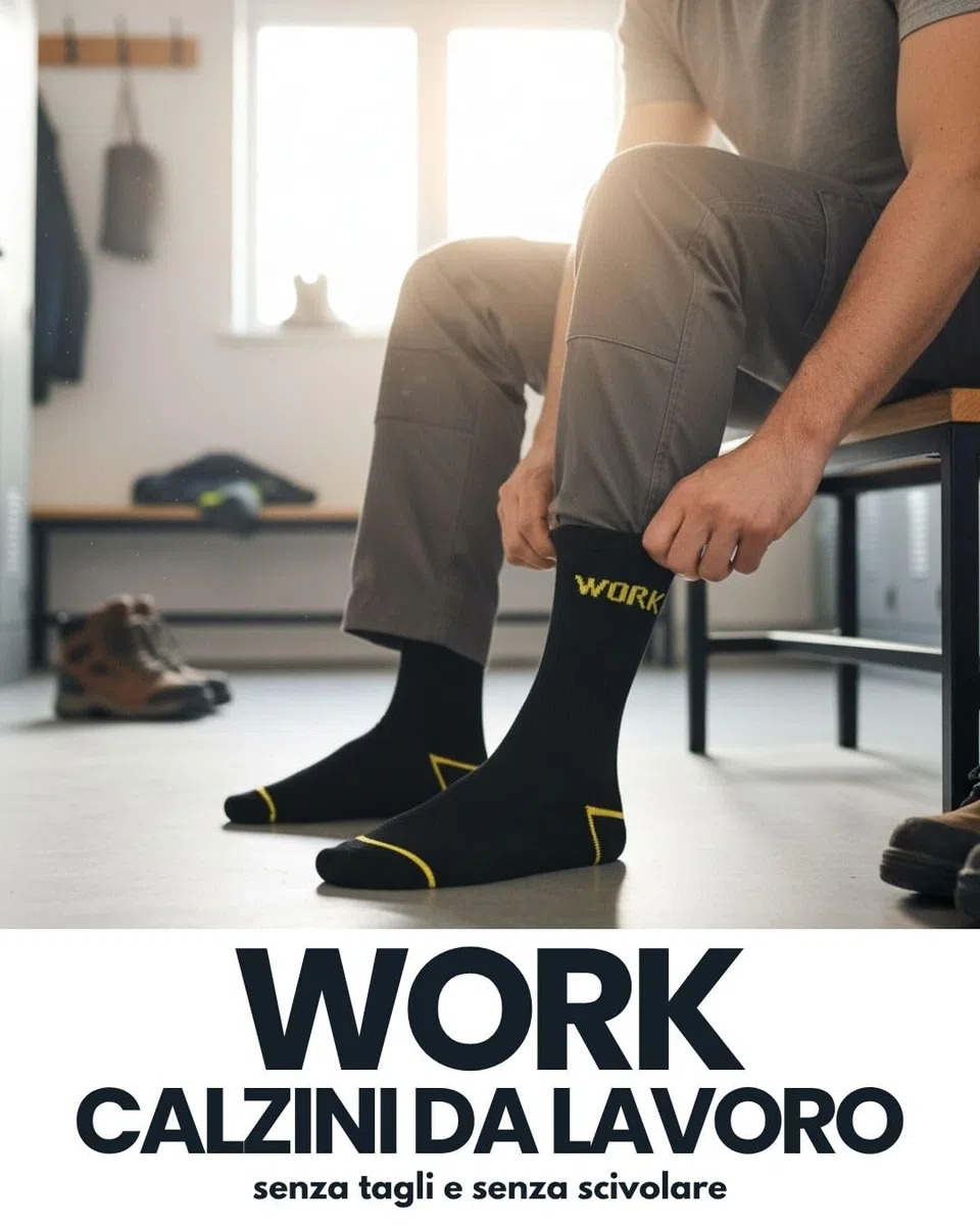 10 Paia Calze da Lavoro Uomo Cotone Rinforzate WORK Socks