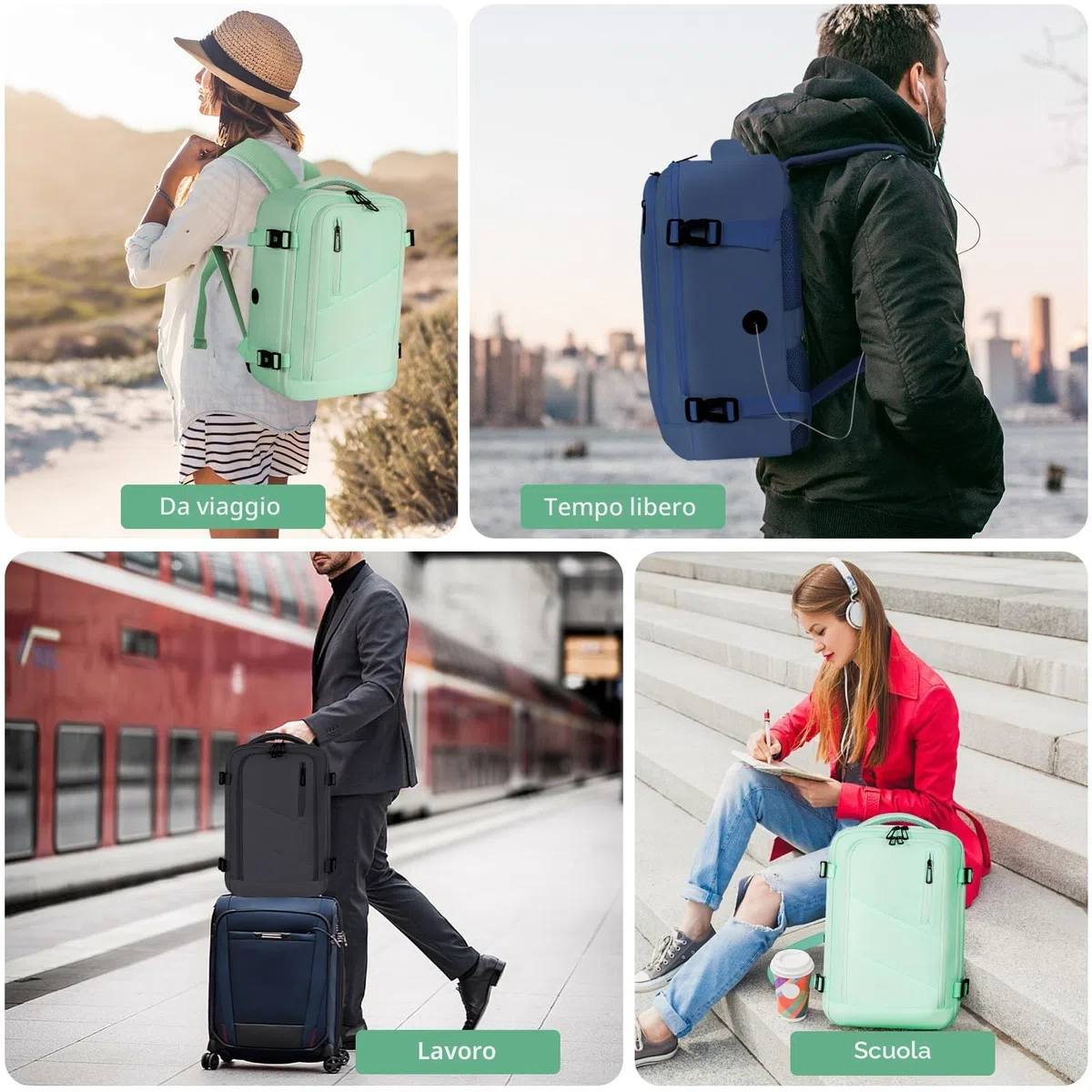 Zaino per Ryanair Zaino da Viaggio Aereo Bagaglio a Mano Borsa da Cabina Borse Valigia Zaini Casual Unisex