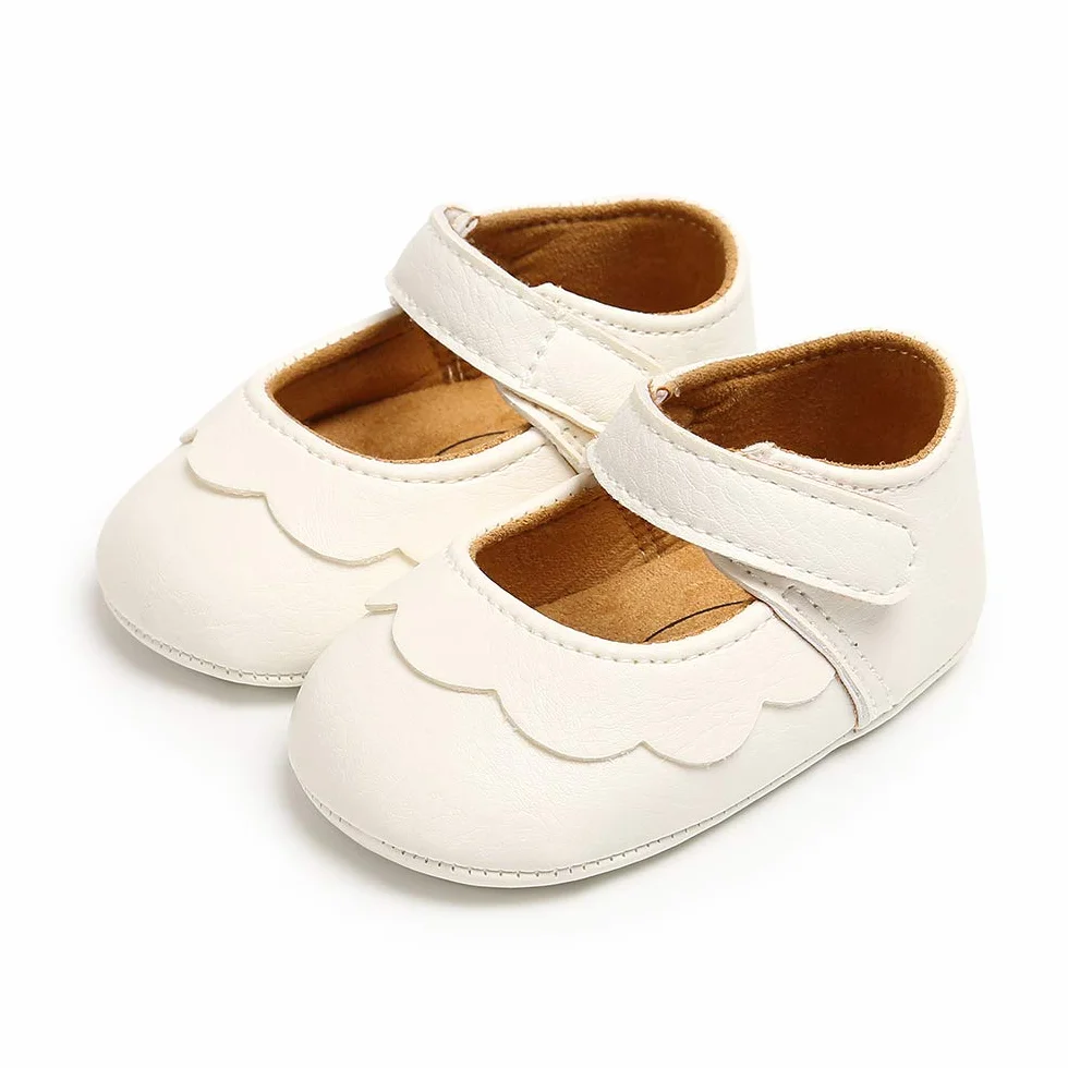 MASOCIO Scarpine Neonata in Morbida Pelle Scarpe Bambino Primi Passi con Suole Morbide Scarpette Antiscivolo per Bimba 0-18 Mesi