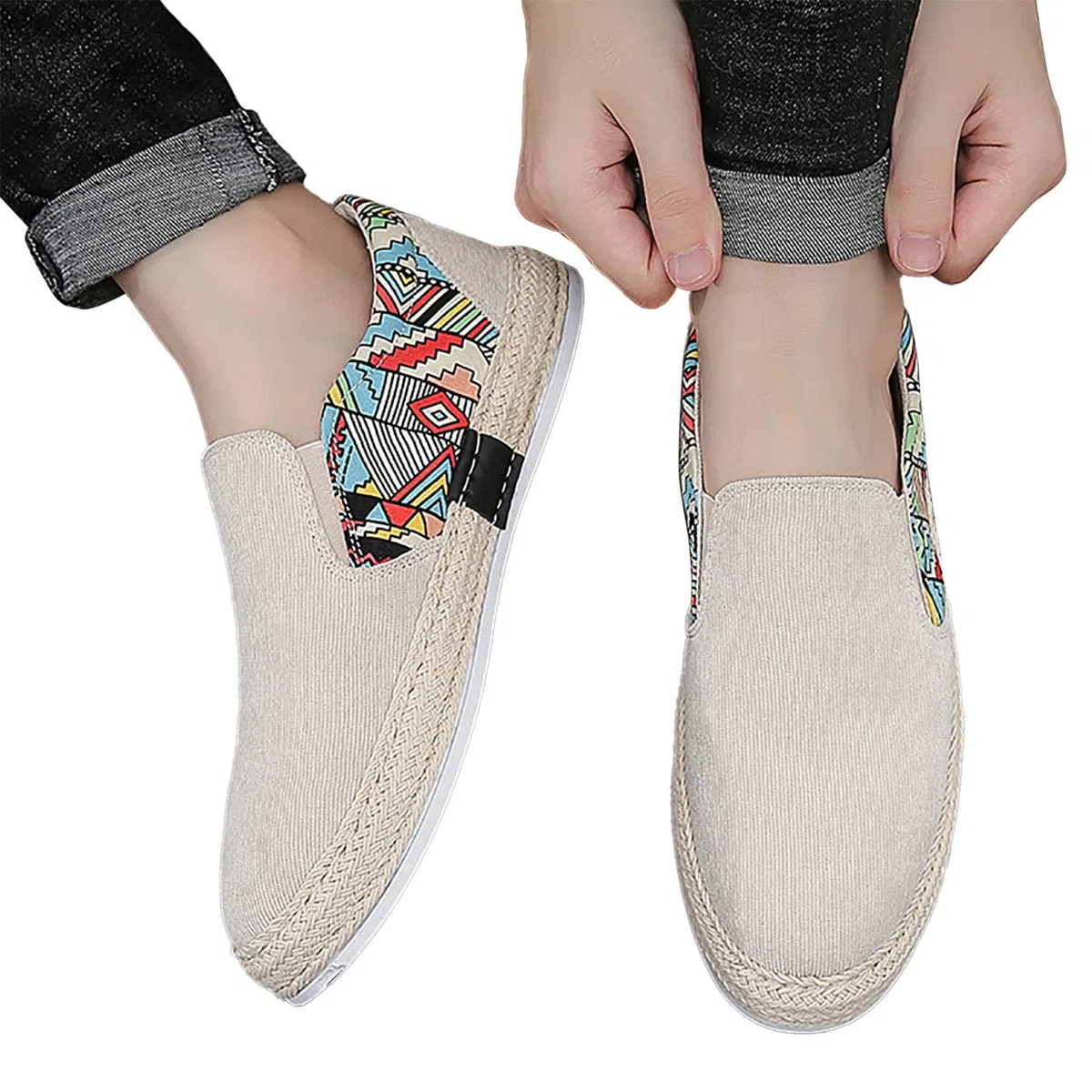 Generisch Espadrilles - Scarpe estive da uomo, traspiranti, in lino, unisex, comode, basse, slipon, per il tempo libero, estive