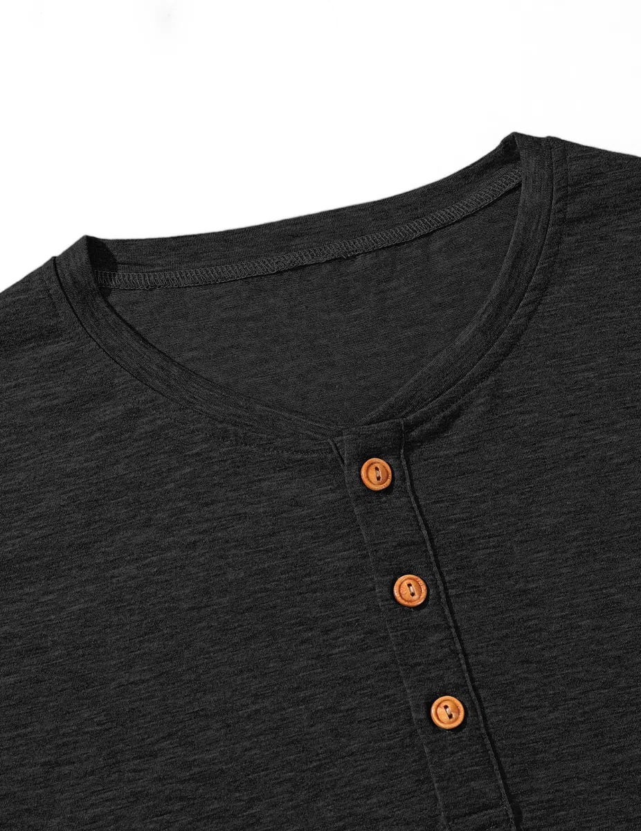TARAINYA Henley T-Shirt Uomo Cotone Maniche Corte Maglietta Casual Comfortevole con Bottone Quotidiano/Ufficio/Spiaggia M-4XL