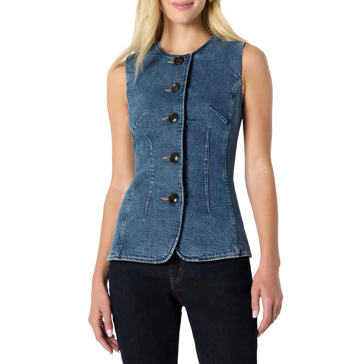 Amazon Essentials Gilet in Denim con Bottoni Vestibilità Classica Donna