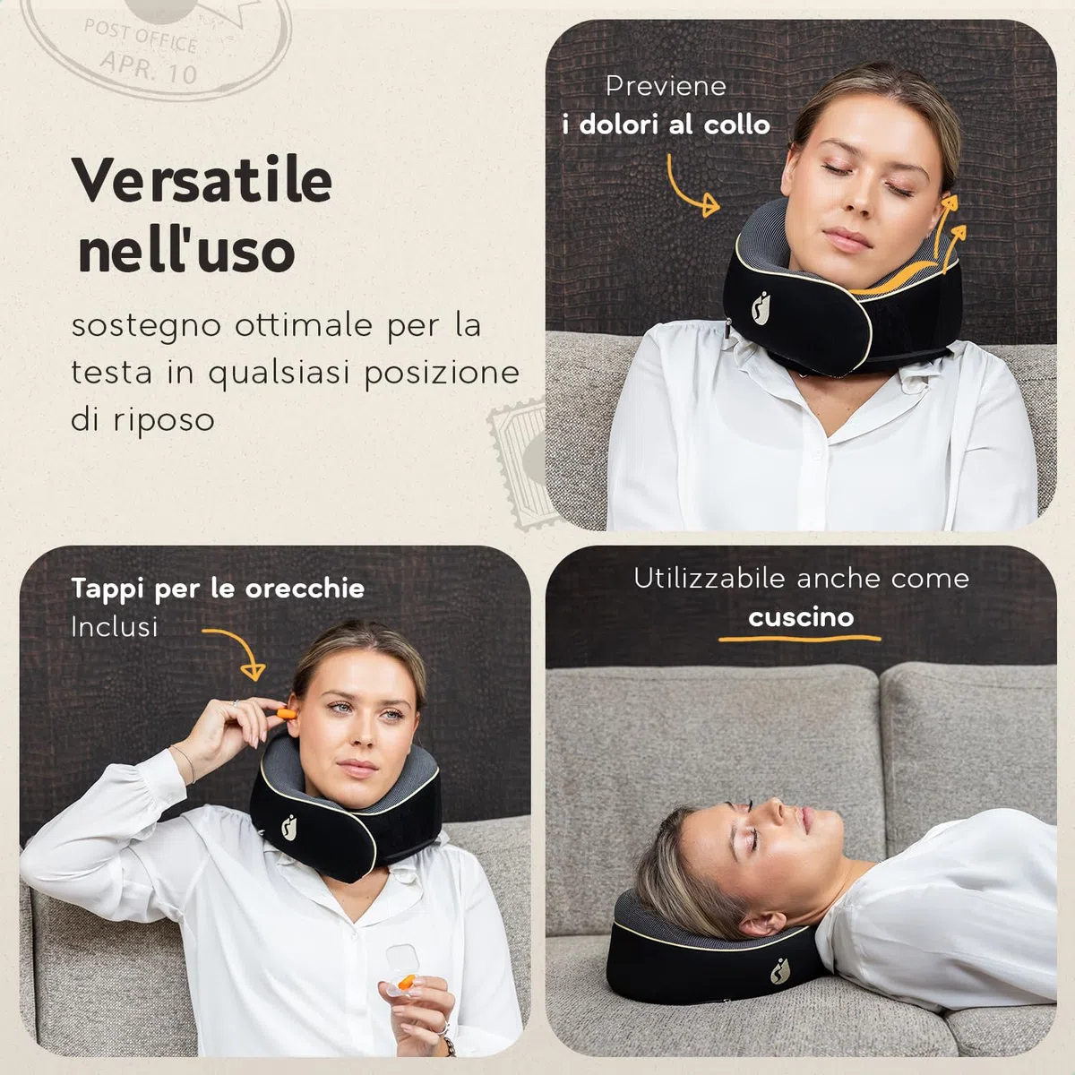 Cuscino da Viaggio – Cuscino Cervicale Ergonomico in Memory Foam – Cuscino Aereo Compatto e Confortevole – Cuscino Collo da Viaggio per Aereo, Treno e Auto