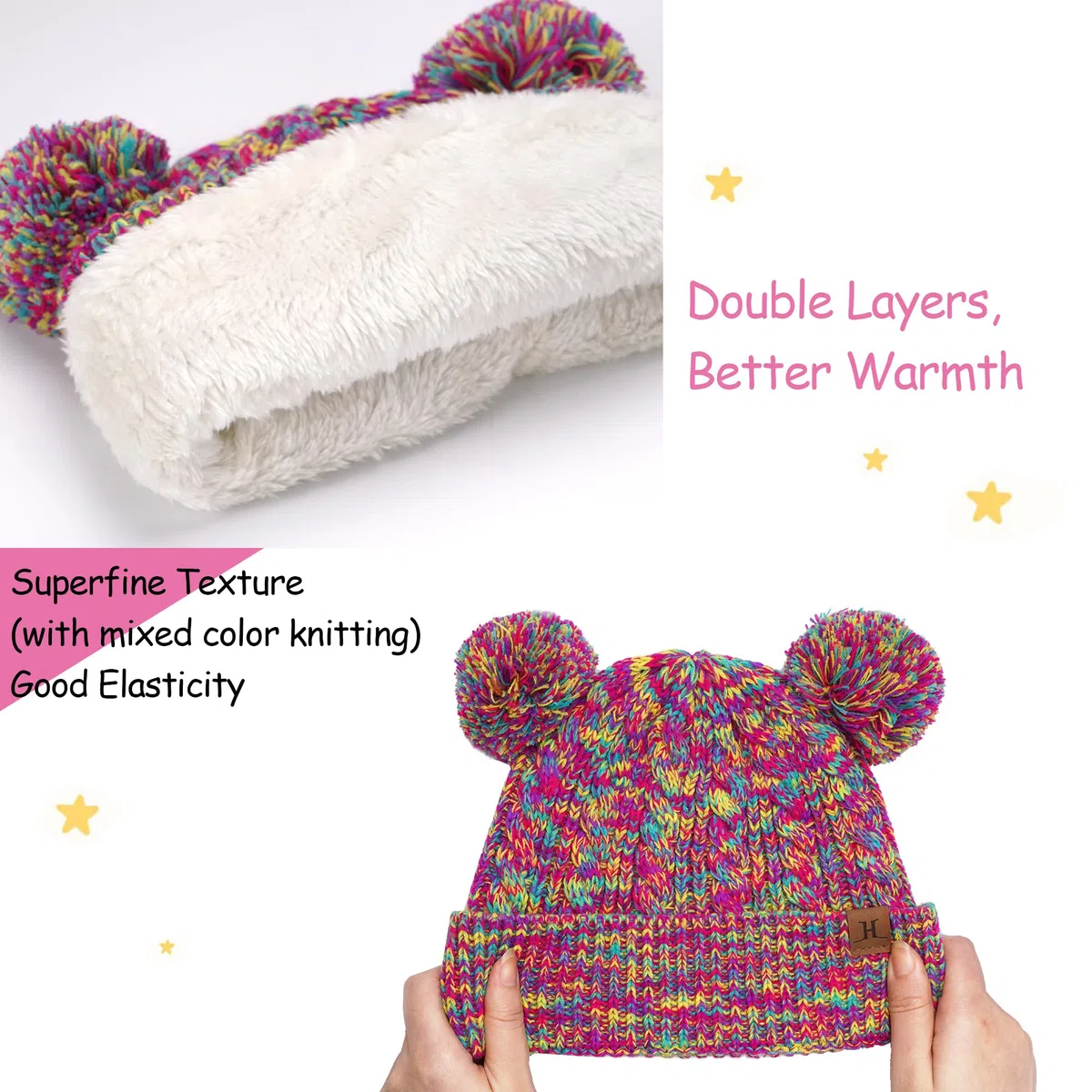 Invernale Cappello Berretto con Pon Pon Sciarpa Guanti Bambino, Termici Cappelli Berretti Manopole per 0-4 Anni Bambini Piccoli, Caldo Beanie Touch Screen Guanti per 5-8 Bimbo Bambina