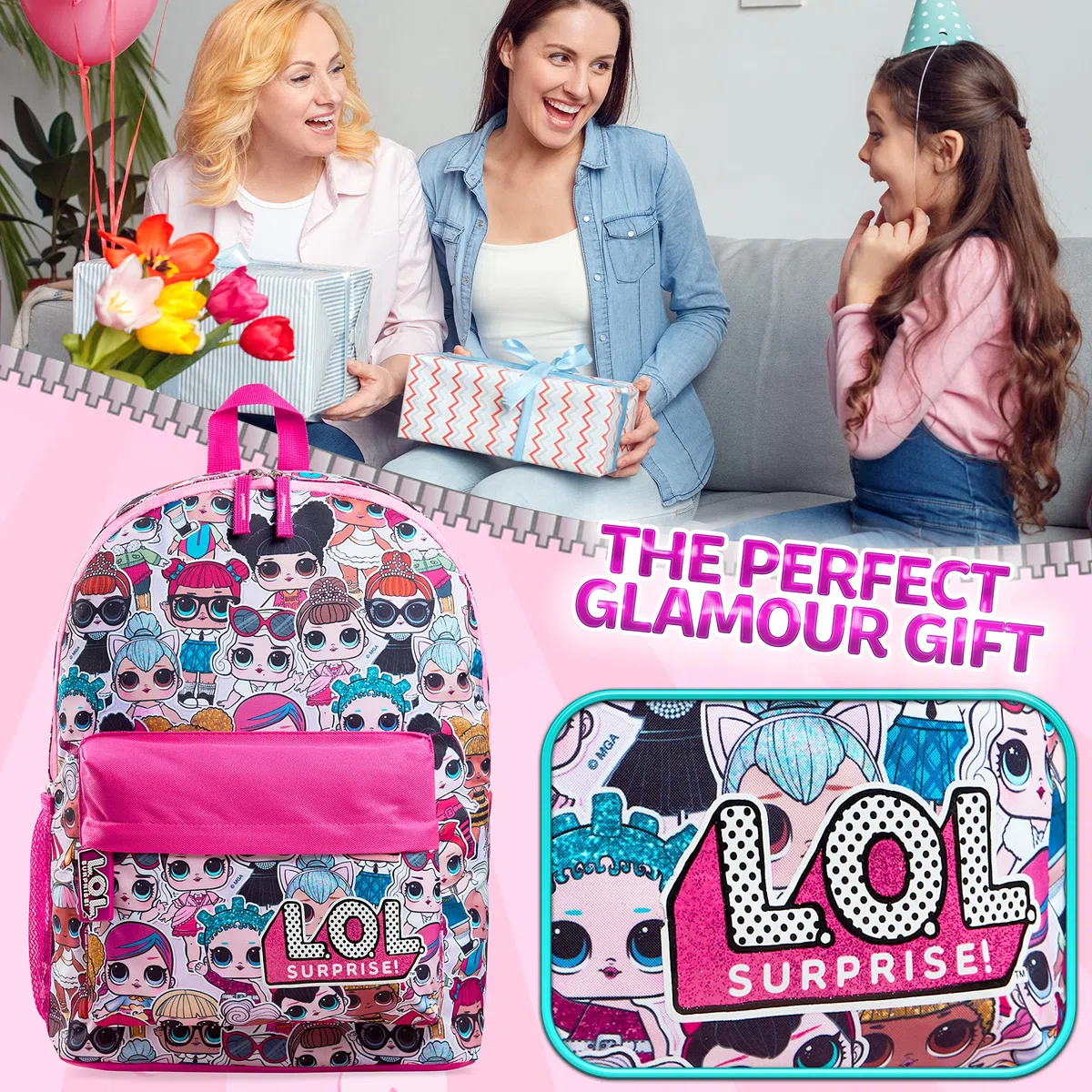 L.O.L. Surprise! Zainetto Bambina Zaino Scuola per Ragazze Zaino Scuola Elementare Bambina Cartella Scuola Tempo Libero Viaggio Accessori LOL Idea Regalo per Bambine