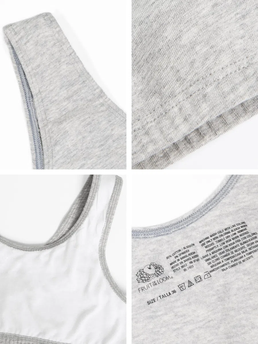 Fruit of The Loom Reggiseno Sportivo in Cotone con Spalline Sottili, Confezione da 3 Pezzi, Colori alla Moda Reggiseno Sportivo Donna (Pacco da 3)