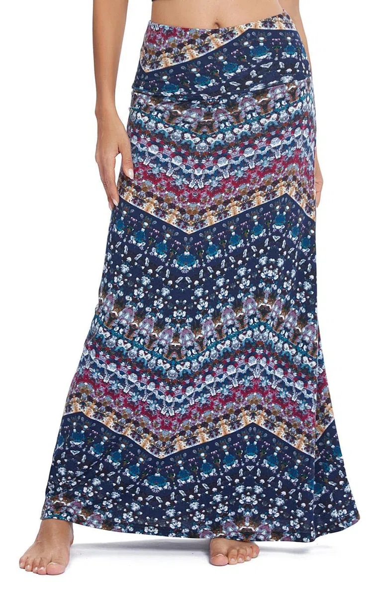 EXCHIC Donna Comodo Elastico Vita Alta Maxi Gonna Boho Flared A-Linea Lungo Yoga Gonne