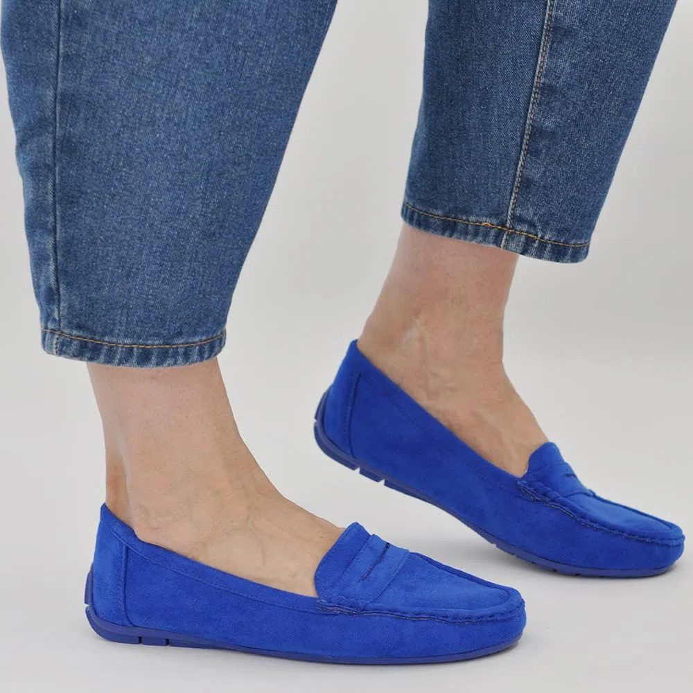 IF Fashion Scarpe Mocassini Slip On Loafers Morbidi Donna con Strass Pietri Camoscio Scamosciato FT245