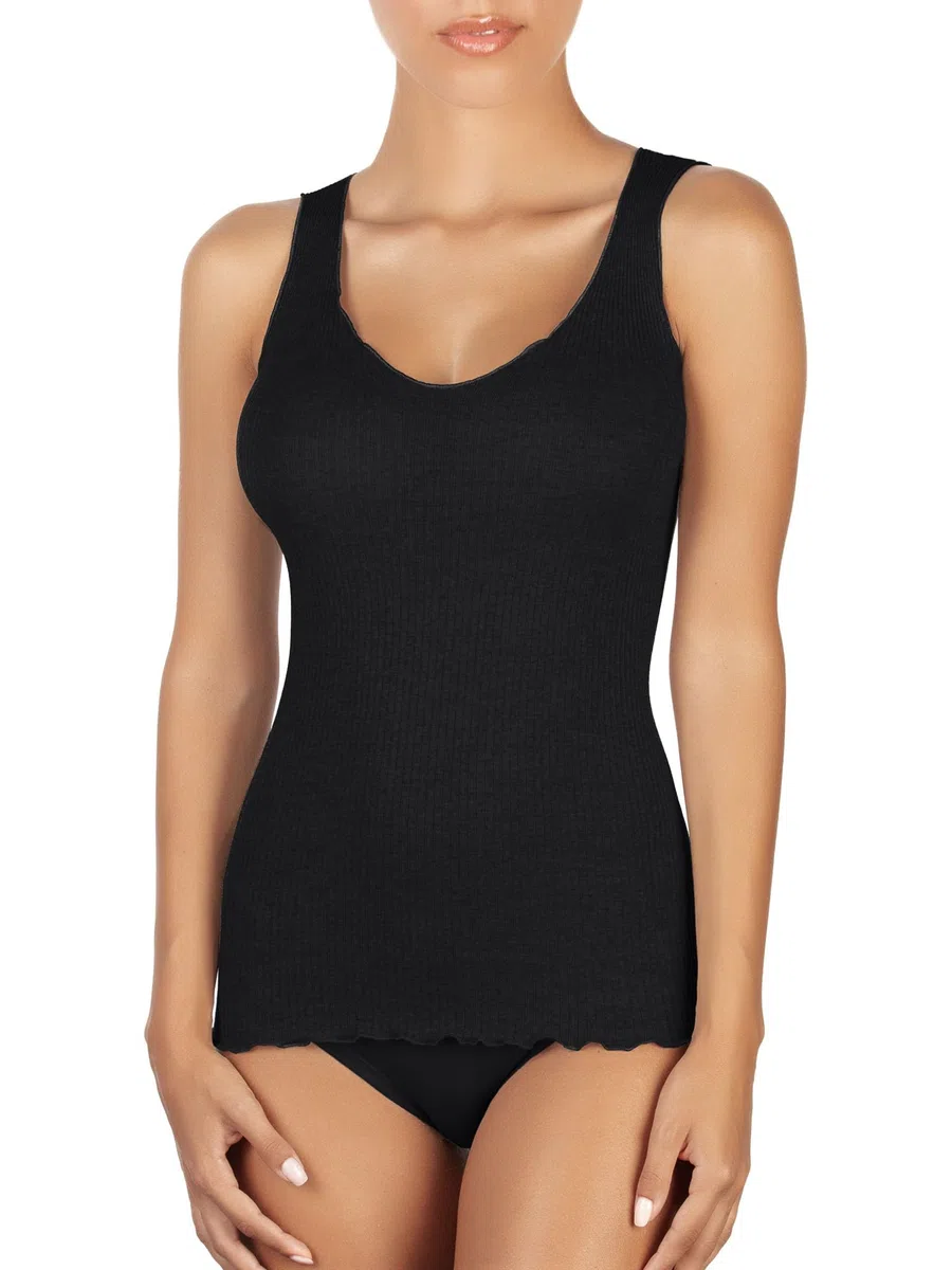 EGI Canotta Donna Spalla Larga Lana Seta Microcostina Elegante Intimo Morbido Made in Italy, Art. 1492