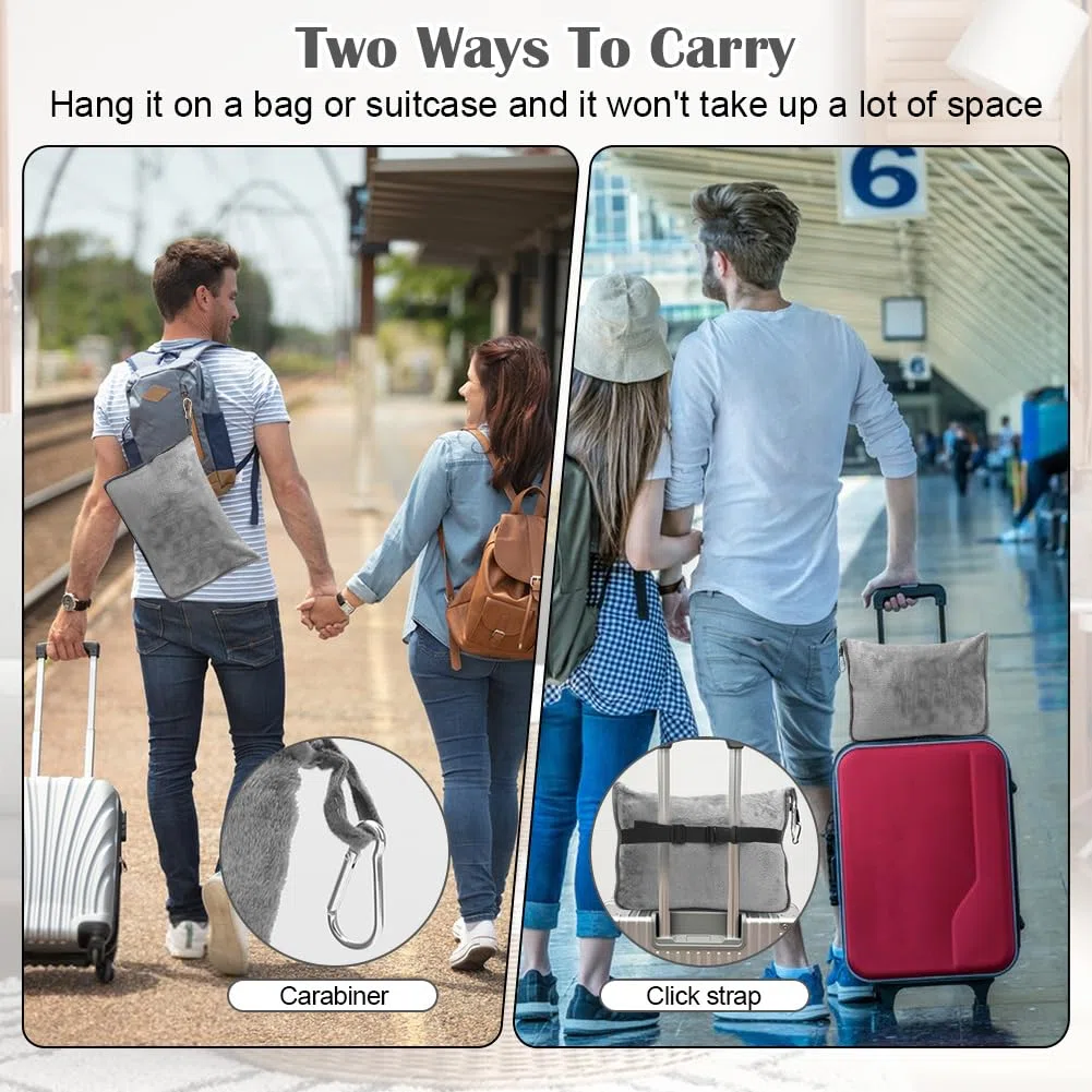 2 in 1, coperta da viaggio e cuscino da viaggio con chiusura lampo, multifunzione, morbida e calda, coperta da aereo, coperta compatta per aereo, auto, ufficio, 127 x 152 cm (grigio B)