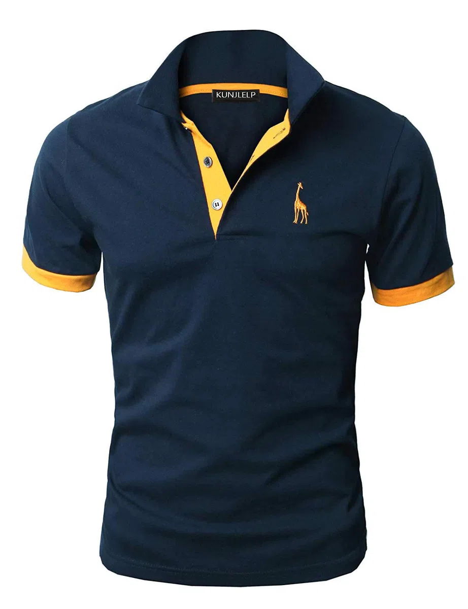 Polo Uomo Manica Corta Ricamo di Giraffa Estive T-Shirt M-3XL Maglietta Camicia Abbigliamento da Lavoro