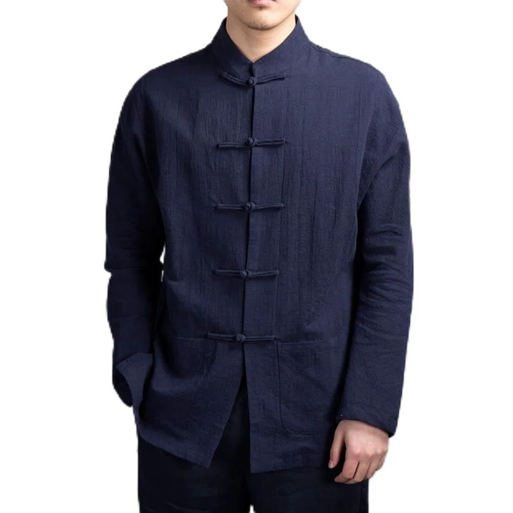 Giacca uniforme cinese da uomo, giacca tradizionale per kung fu tai chi, camicia a maniche lunghe, vari colori