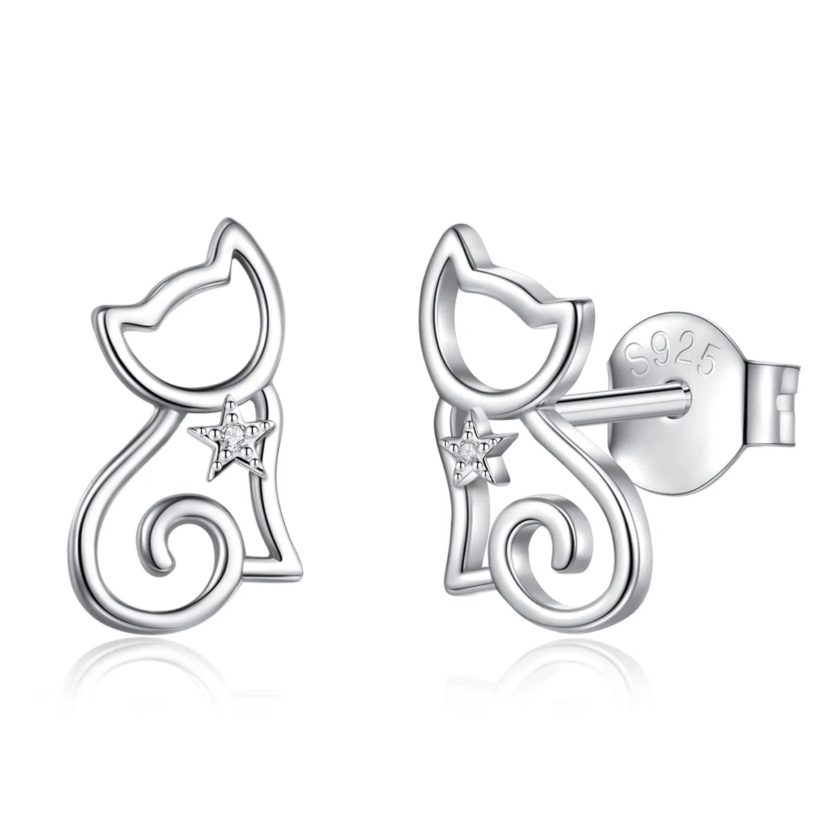 Orecchini a Lobo con Gatto in Argento Sterling da Donna, Orecchini a Cerchio con Gatto Carino Orecchini con Stella di David Orecchini con Fiocco di Neve Gioielli Regalo