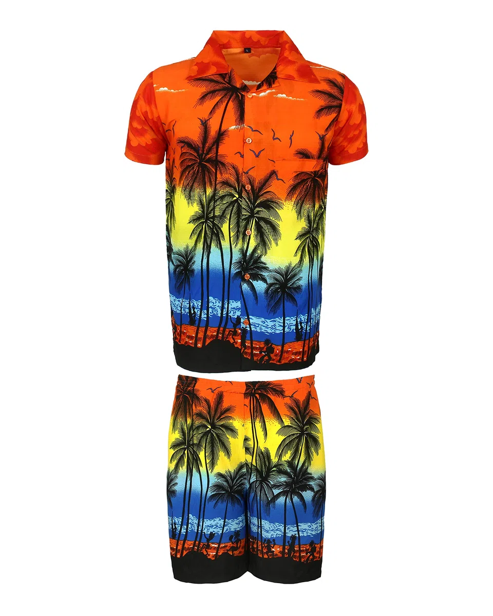 Set da uomo hawaiano STAG Beach Hawaii Aloha Party Summer Holiday Fancy Shirt e corto