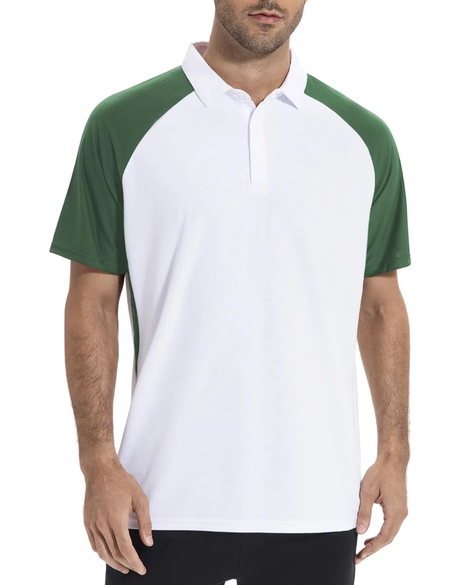 AMZSPORT Polo Uomo Manica Corta Sportiva Golf Tennis T-Shirt Asciugatura Rapida TON Colletto e Bottoni