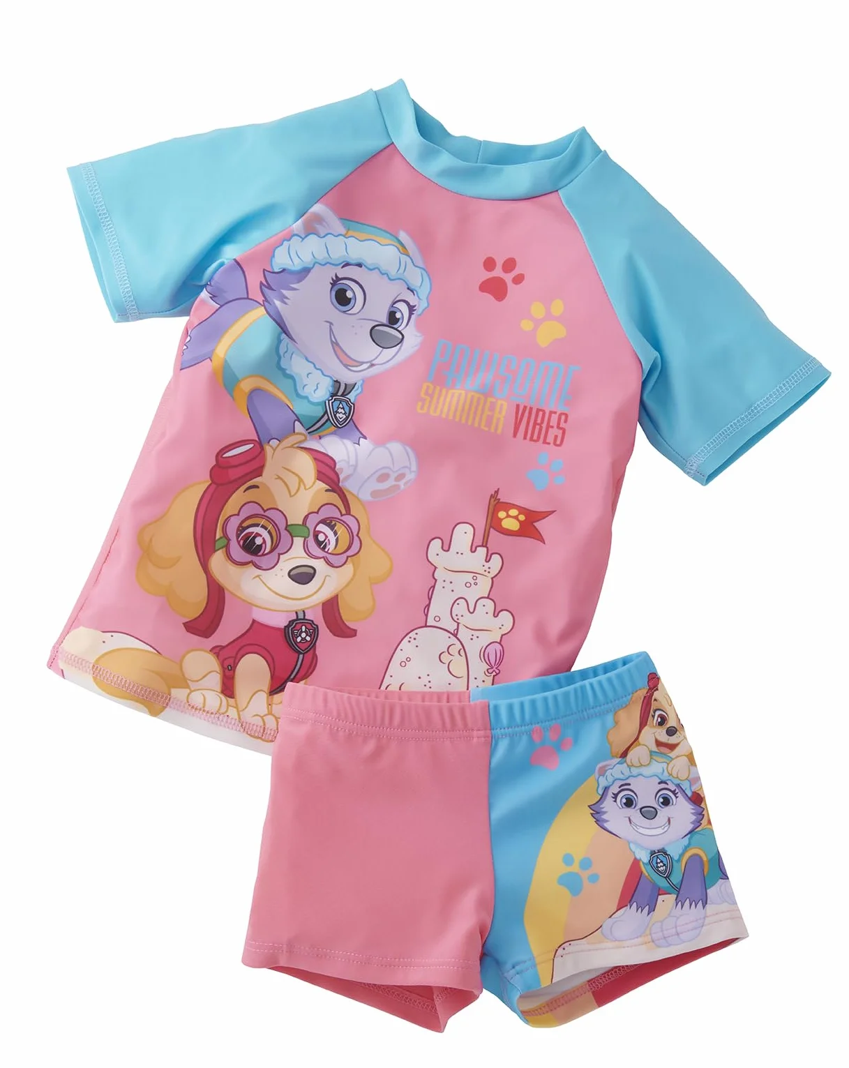 Paw Patrol - Set da nuoto UV per ragazze – Costume da bagno per bambini con top e pantaloni, 2 pezzi, rosa
