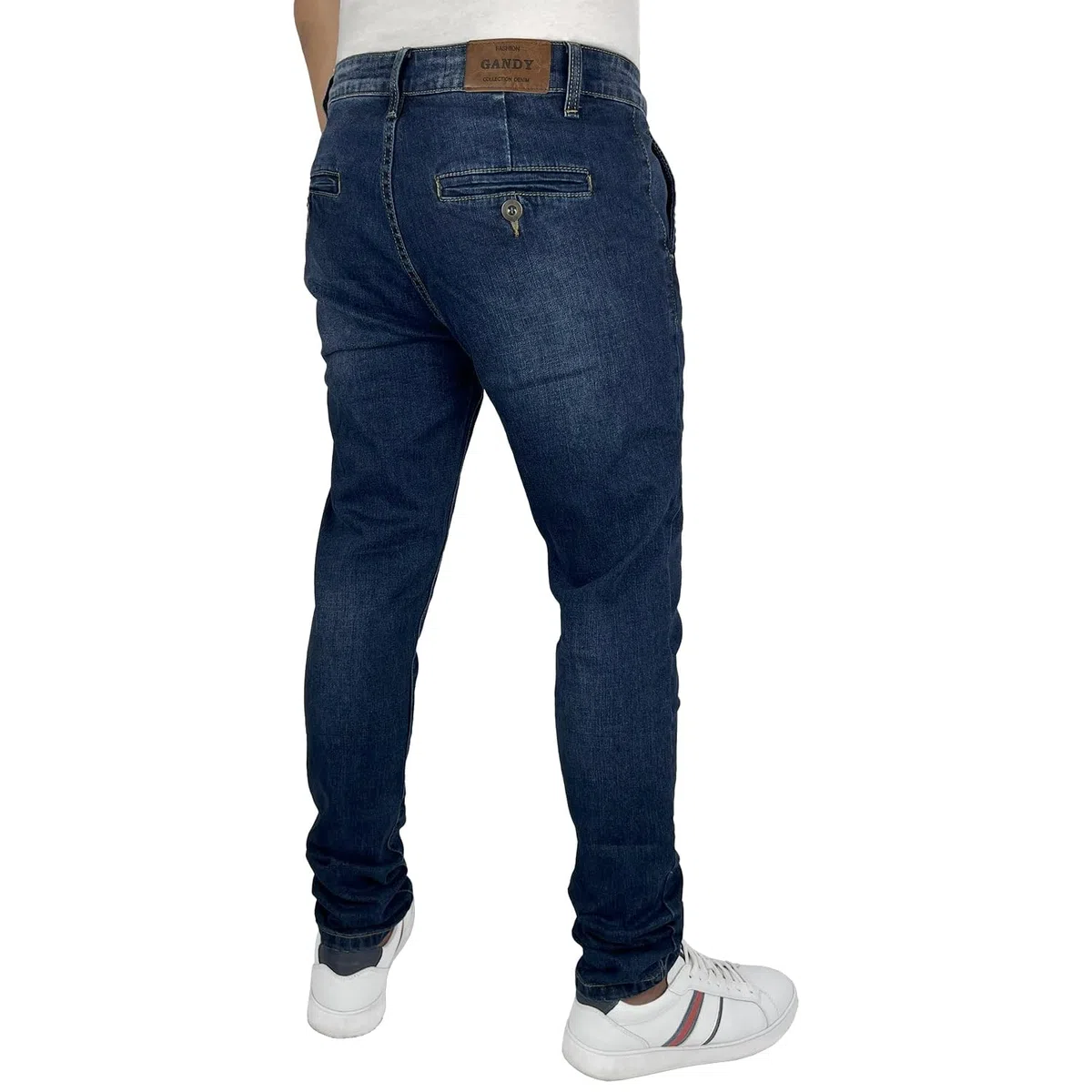 Gandy Jeans Uomo, 5 Tasche, Gamba Dritta, Pantalone Elasticizzato a Vita Alta, Slim Fit