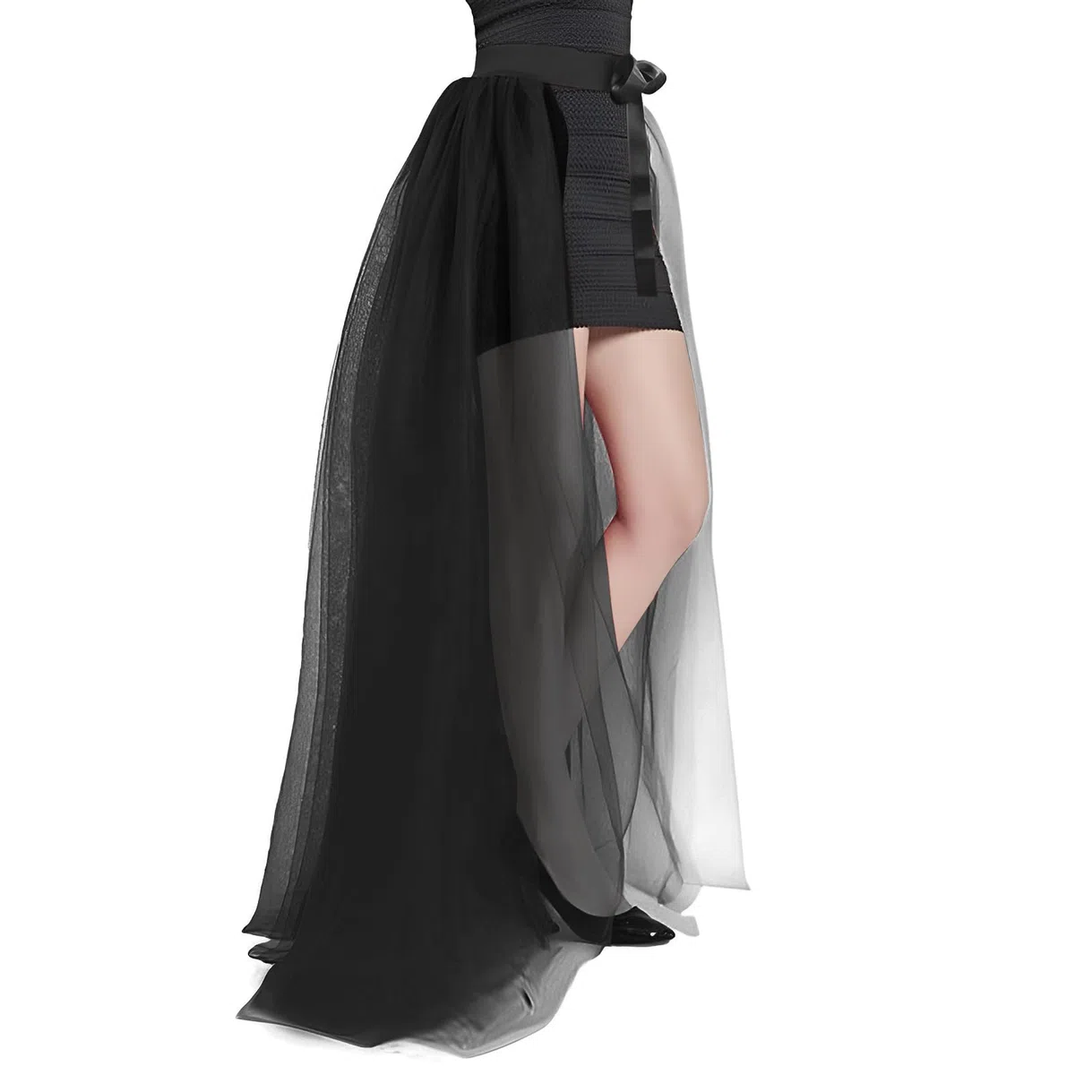 Staccabile treno abito da sposa abito da sposa gonna in tulle per feste serali donne lunghezza pavimento vedere attraverso il vestito cinturino in vita stile mantello