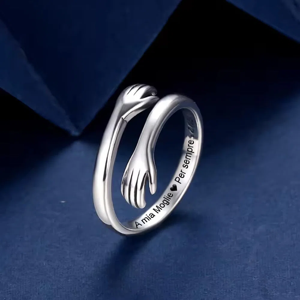 Anello da Donna A Mia Moglie in Argento Sterling 925 Regalo Anniversario d'amore per Moglie Regali Matrimonio - Dimensione Regolabile Anelli - Cofanetto incluso
