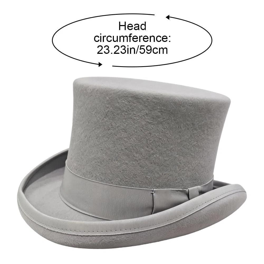 Cappello a Cilindro in Lana per Uomo, Cappello Mago, Cappello Smoking Formale, Berretto Uomo con Cappello a Cilindro per Costume Natalizio, Cappelli Vittoriani, Cappelli Uomo con