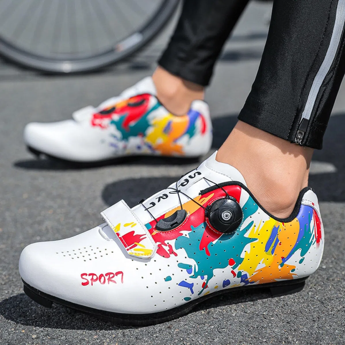 Mateju Scarpe Ciclismo Senza Attacchi Uomo Donna, 36-48 EU Scarpe Ciclismo Senza insenature Nessuna Serratura Antiscivolo Traspiranti per Sportive da Esterno