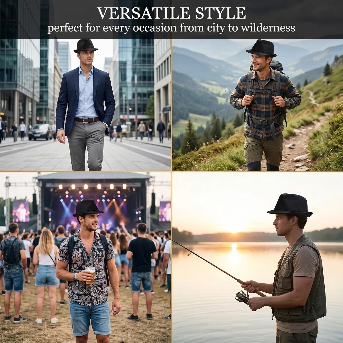 2 Pezzi Eleganti cappelli Fedora Trilby, unisex, classico cappello a bombetta Panama, classico da gentleman, berretto jazz, cappello da gangster, a tesa corta, per adulti, per viaggi, spiaggia