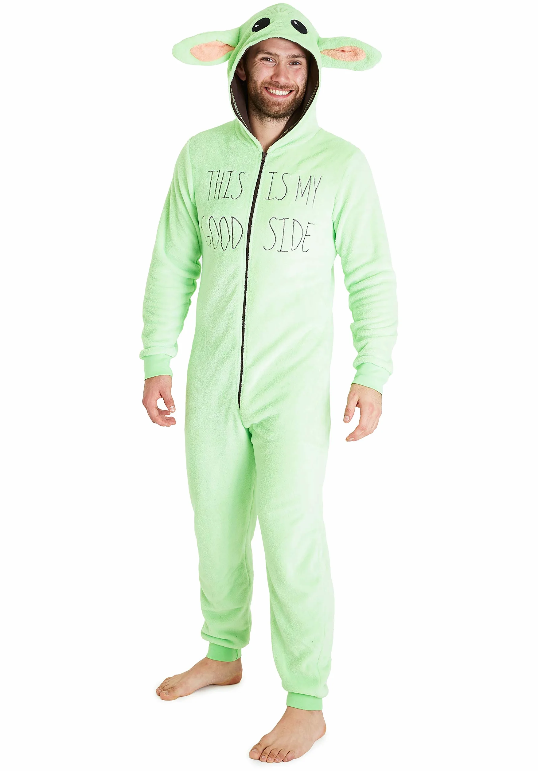 Disney The Mandalorian Baby Yoda Pigiama Uomo Intero, Pigiami Unisex The Mandalorian in Morbido Pile S - 3XL