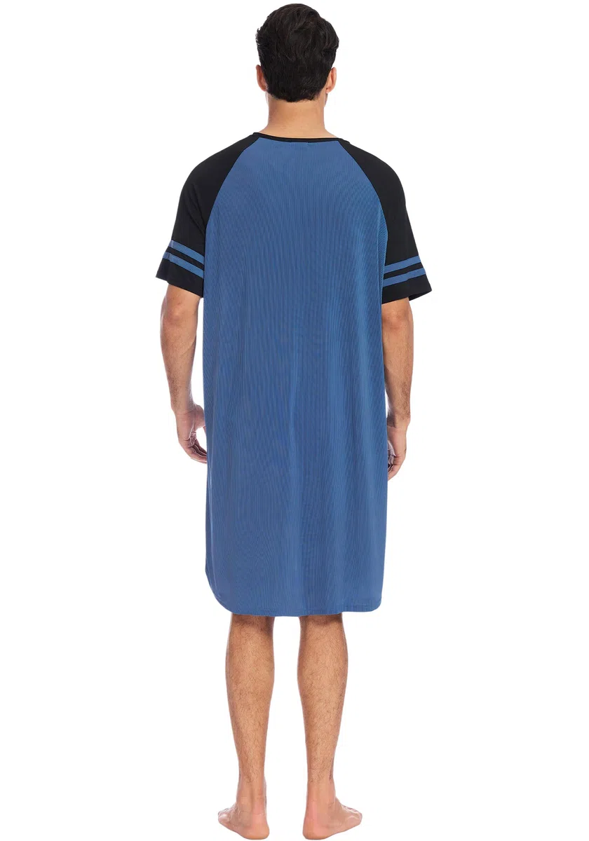 Camicia Notte Uomo Pigiami Estivi Maglia Lunga da Notte Maniche Corte per Estate