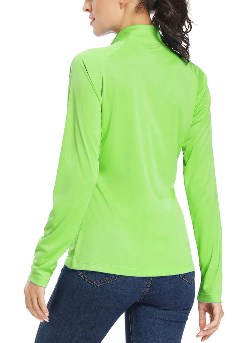 Willit Maglia da donna UPF 50+ protezione solare SPF manica lunga leggera mezza zip Golf Outdoor Shirt Quick Dry
