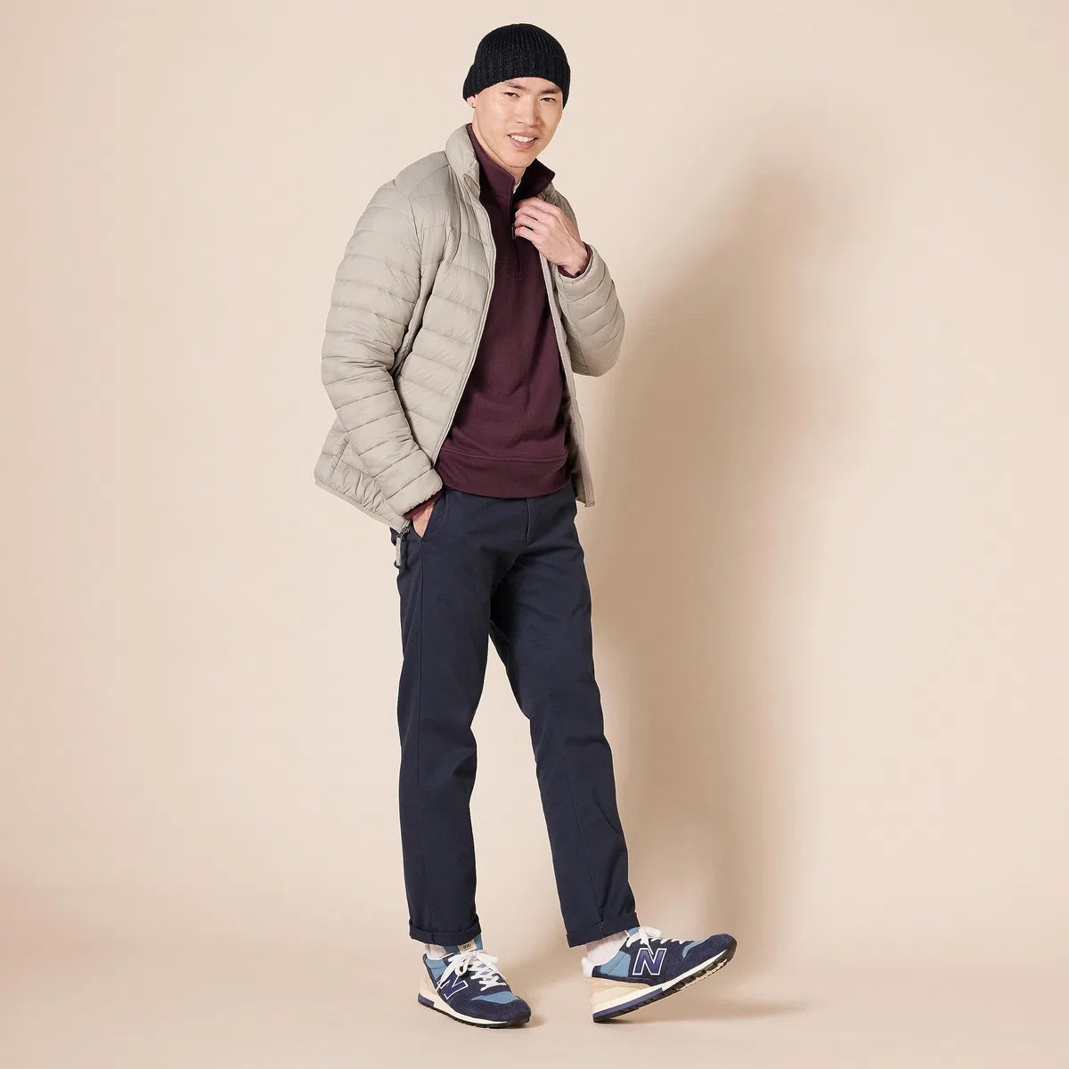 Amazon Essentials Felpa in Pile A Maniche Lunghe con Zip Corta Uomo