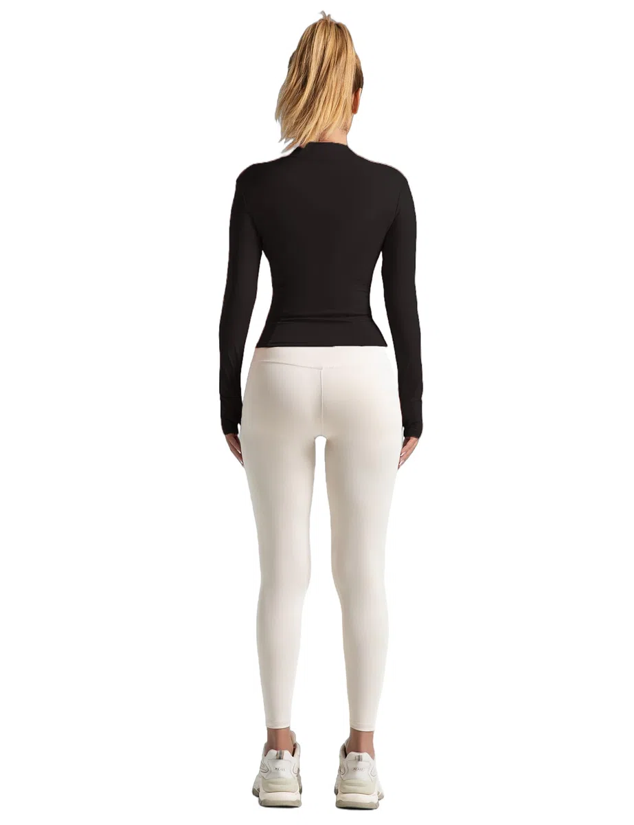 Giacca Sportiva da Donna Giacca Leggera da Corsa Top con Cerniera per Yoga Giacca Sportiva Traspirante Con Fori per Pollici Corsa Yoga Palestra.