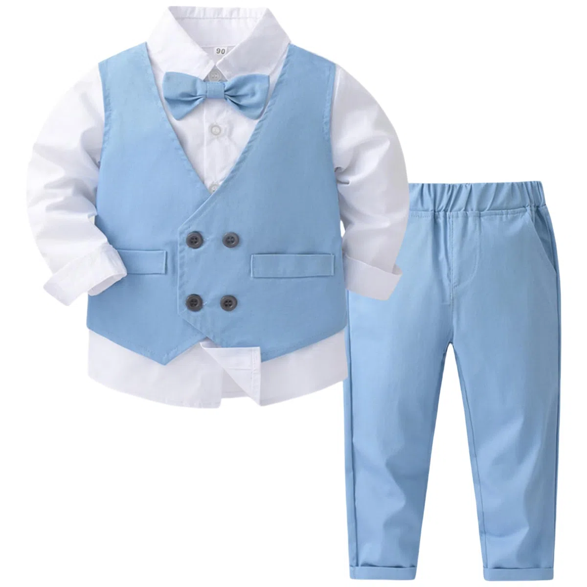 Completo formale per bambino Set di camicia a due pezzi con gilet Bambino Gentiluomo Abiti da sposa per ragazzi