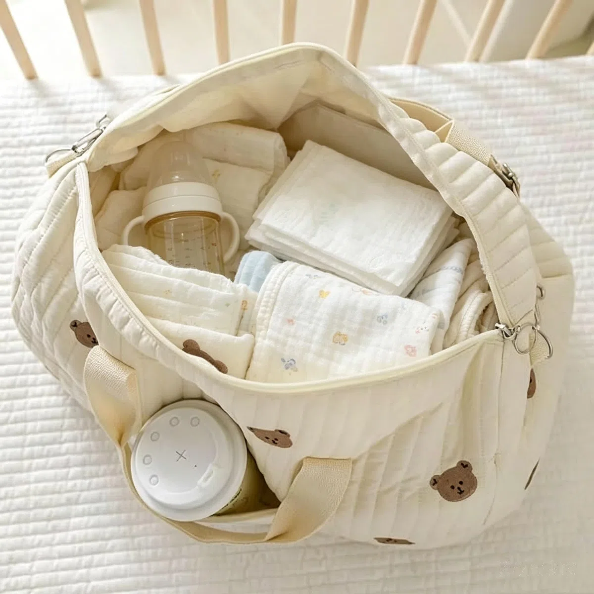 DAHI Grande Borsa Parto Ospedale Mamma, Borsa Cambio Neonato, Borsone Nascita, Mommy Bag Multifunzione con Spallacci Regolabili, per Ospedale, Passeggino, Viaggio e Cambio Pannolini (A)