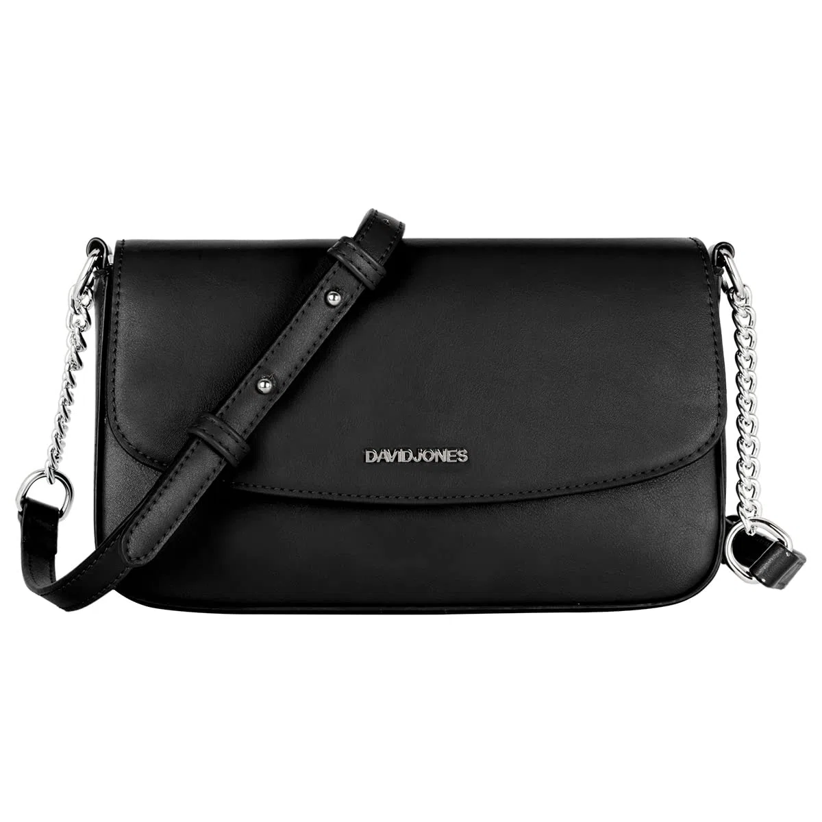 David Jones - Piccola Borsa a Tracolla Donna - Borsetta Spalla Catena PU Pelle - Pochette Clutch Crossbody Bag - Sacchetto Borsello Sera Telefono - Portafoglio Borsa a Mano - Nero