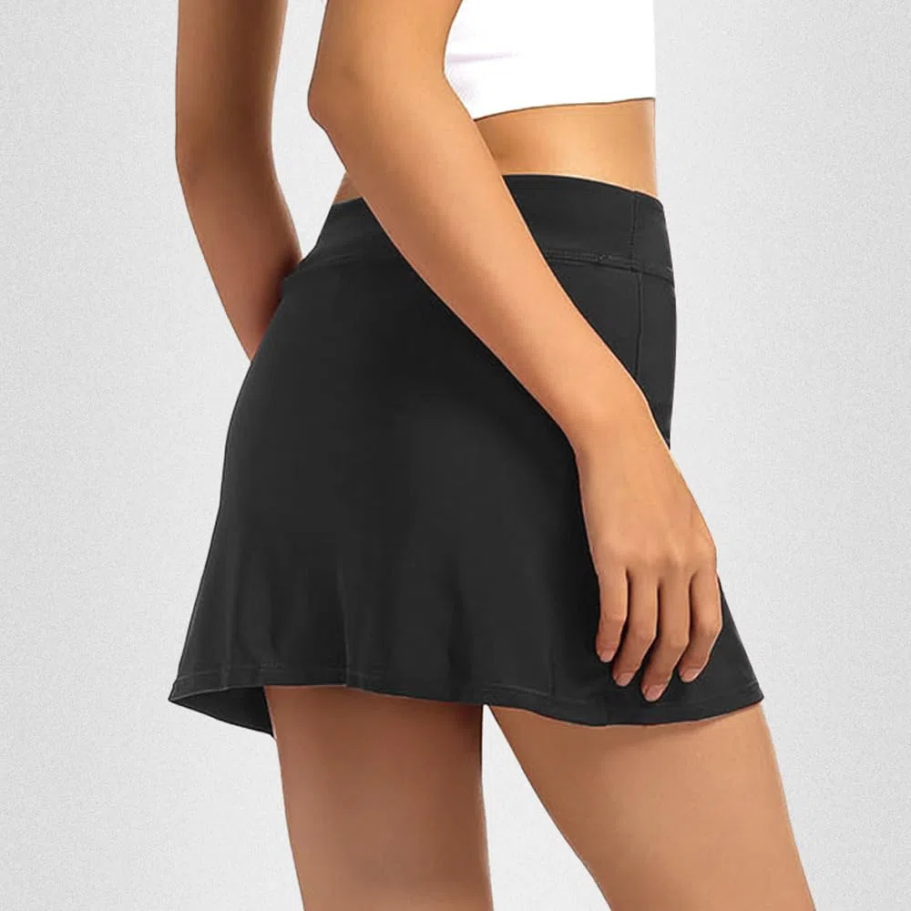 Gonna Costume da Bagno Donna Monocolore con Slip Integrato e Spacco Laterale Asciugatura Rapida 2 in 1 per Spiaggia e Piscina
