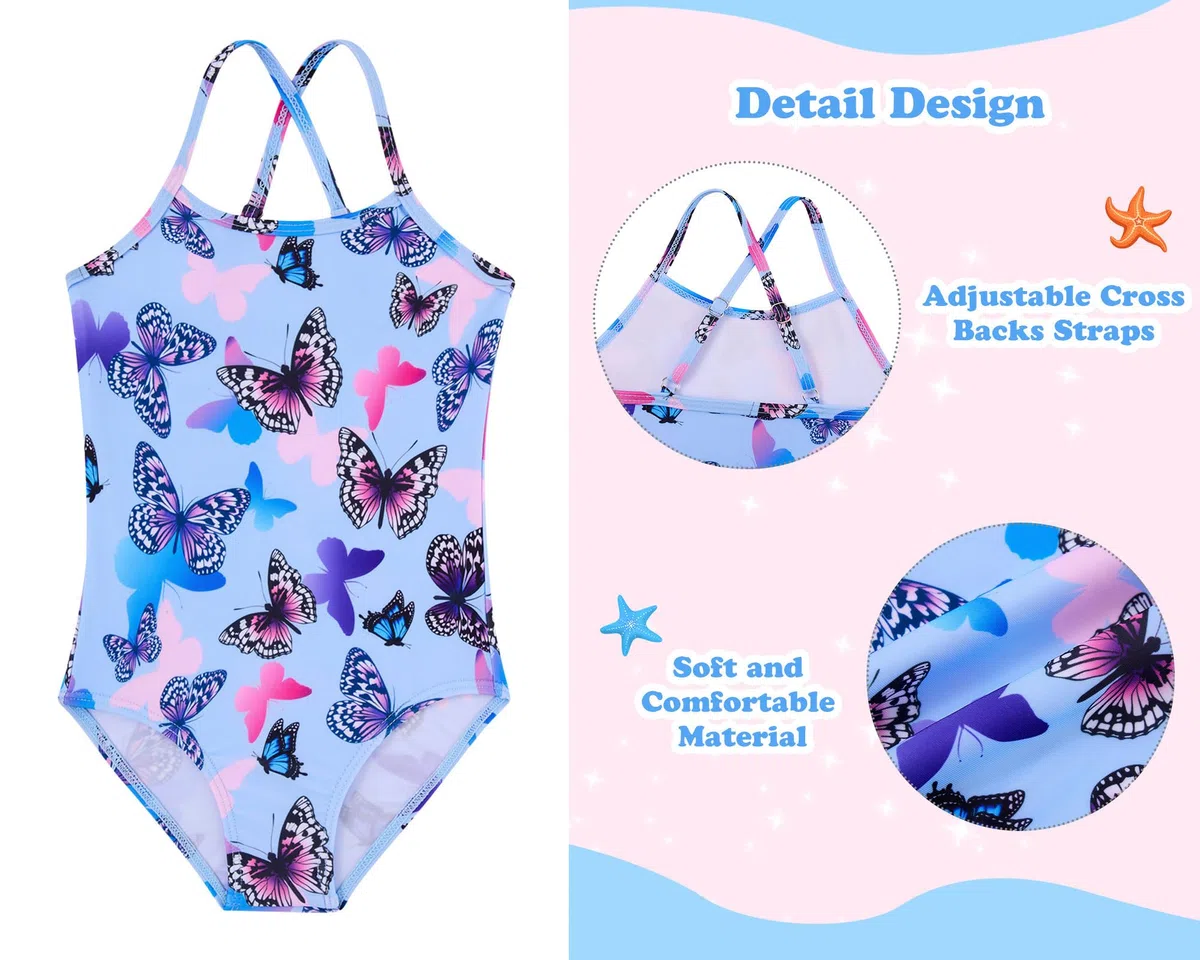 Kids4ever Costume da Bagno Bambina Intero + Bikini Due Set Mare e Piscina per Bambini 2-7 Anni