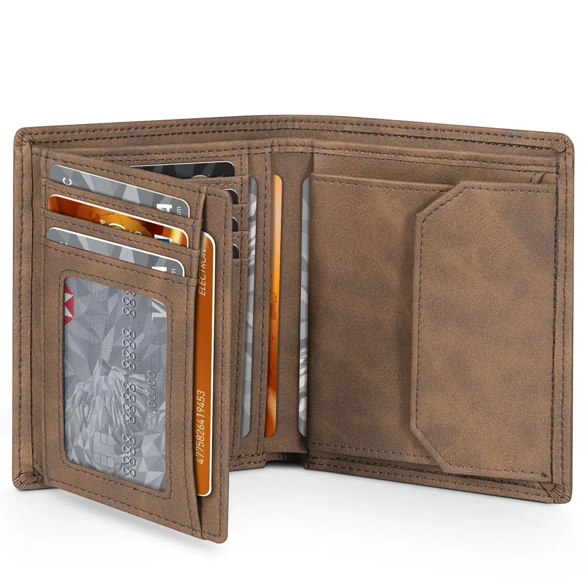 TEEHON Portafogli Uomo, RFID Pelle Portafoglio Uomo Slim con 12 Porta Carte di Credito Uomo, 1 ID Window & Foto Window, 1 Tasca Portamonete, 2 Scomparti per Banconote, Confezione Regalo - Marrone